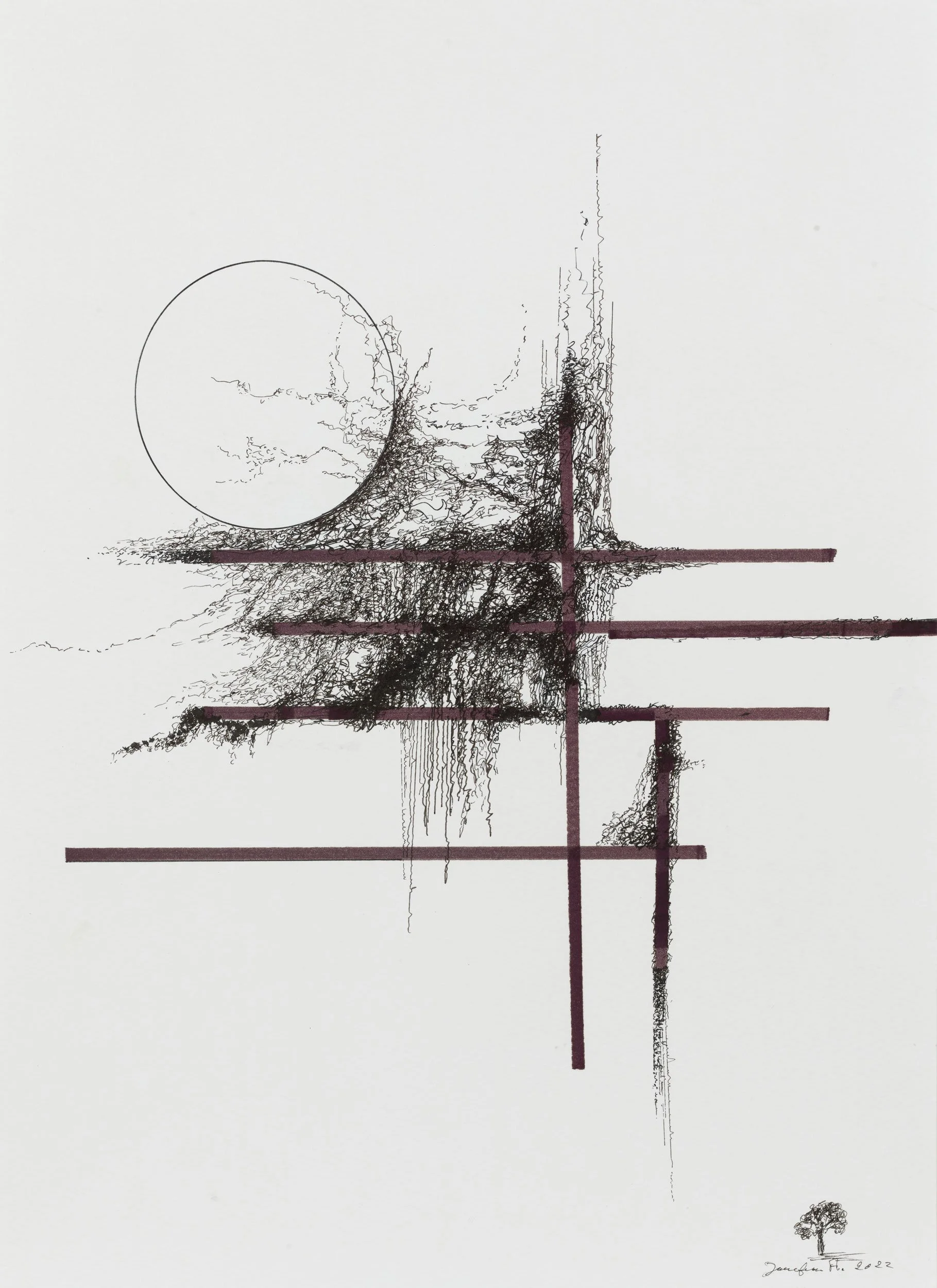  Wind (01)  
22 x 18 inches (framed) 
Ink on paper 
2022 [sold]
