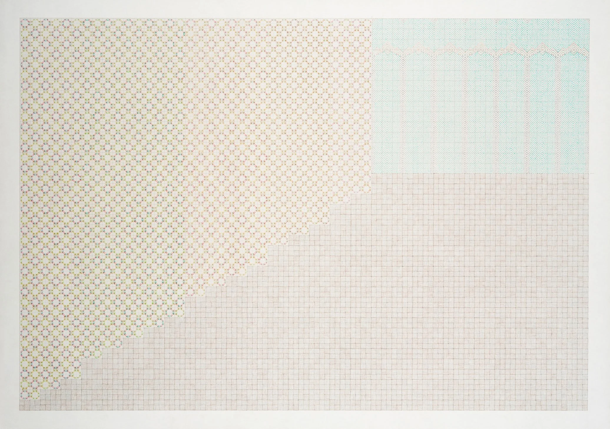 Kate Russo 
 Large Stage No. 2  
19.25 x 26.25 inches (framed) 
Colored pencil on graph paper 
2016