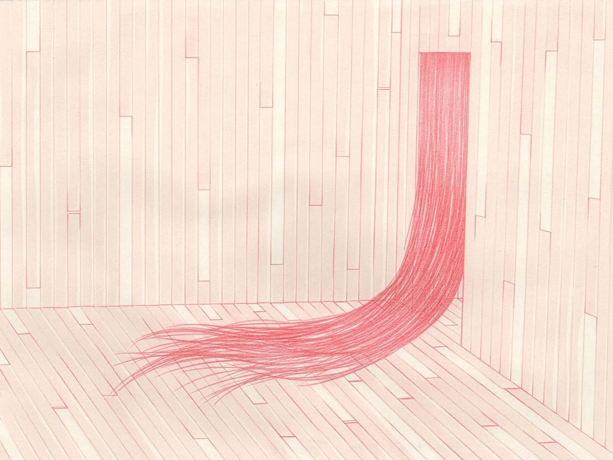  Room 165  
7.5 x 10 inches 
Red pencil and ink on paper 
2020 [works on paper]