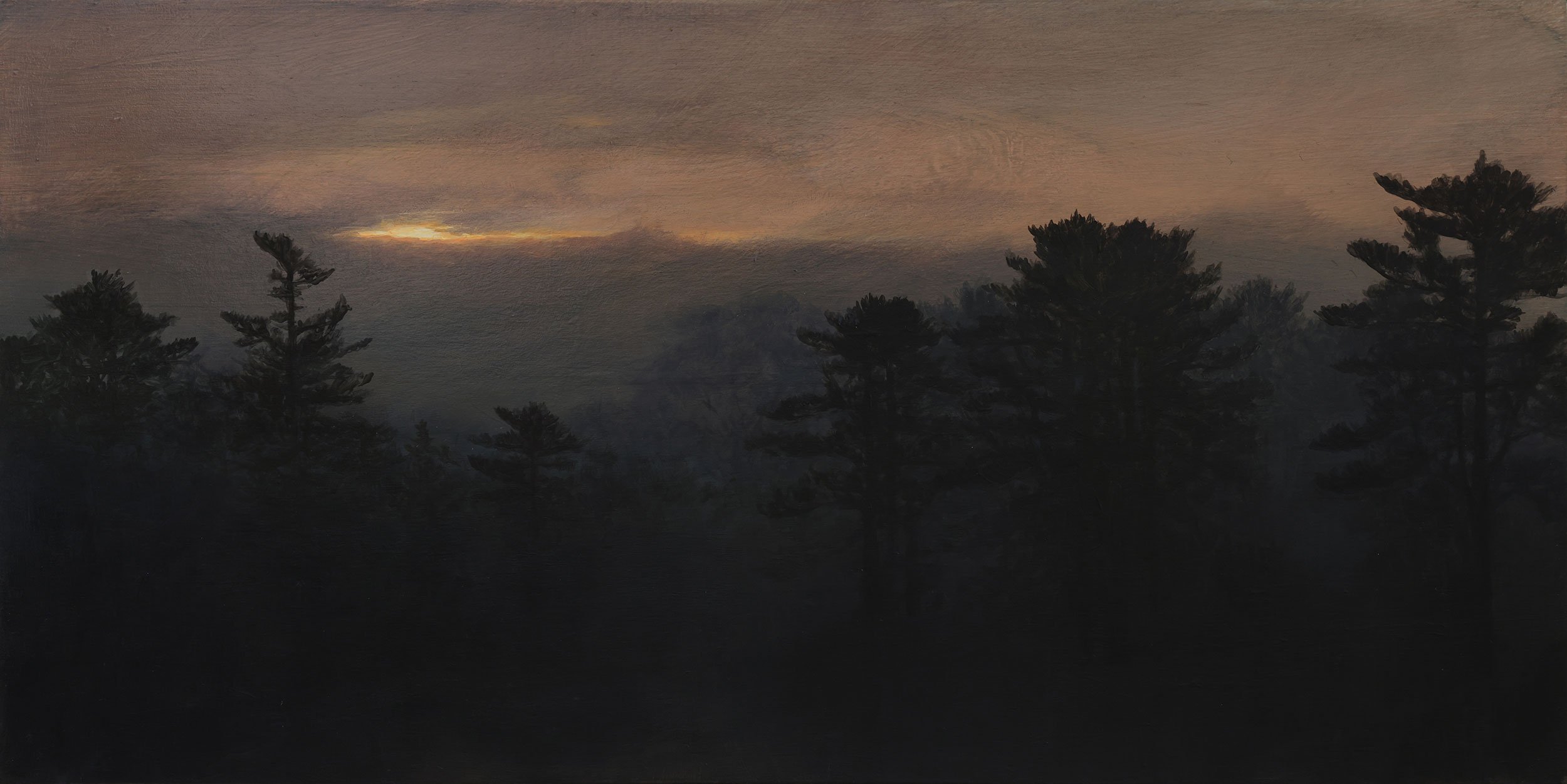  Treeline, evening  
12 x 24 inches 
Acrylic on panel 
2020 [sold]