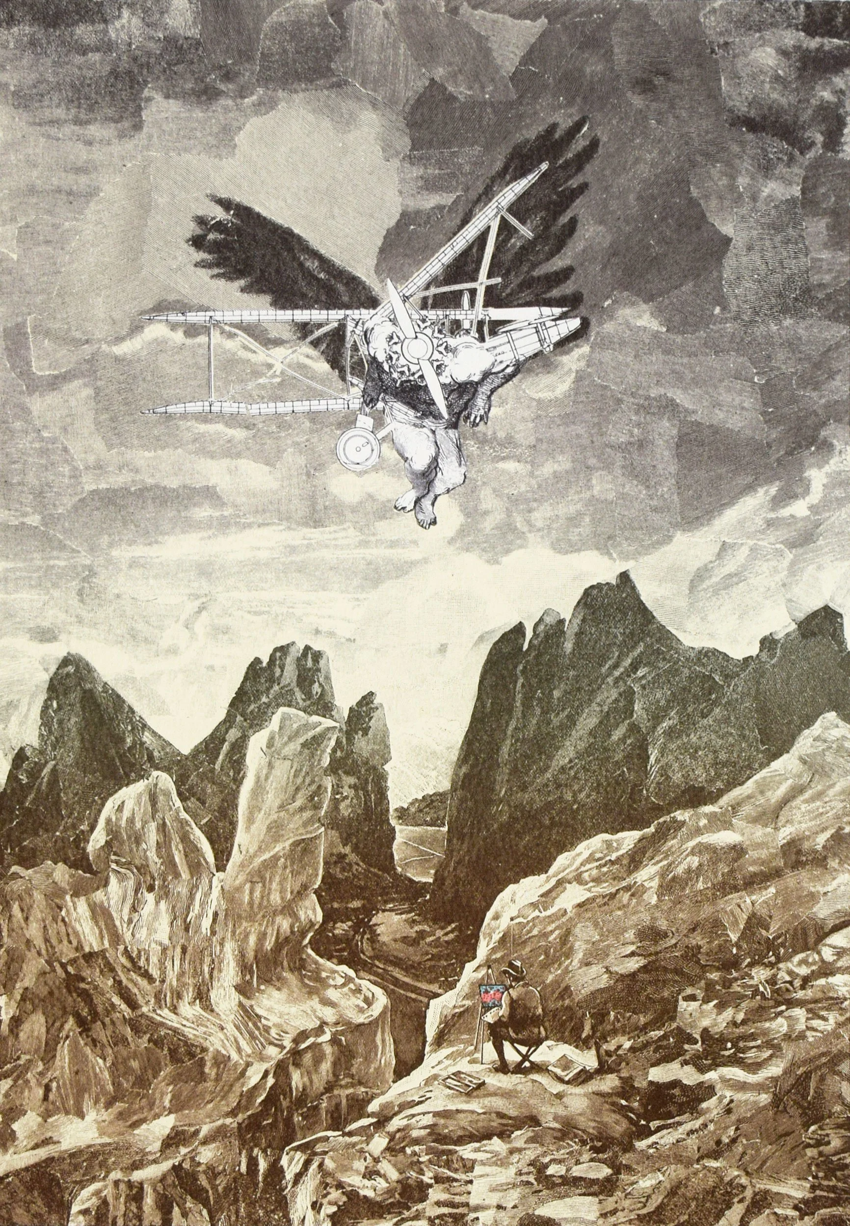 Tom Phillips 
 Canto XXIX/1: Flying Man  
20.5 x 16 (framed) 
Signed, limited edition silkscreen 
1983