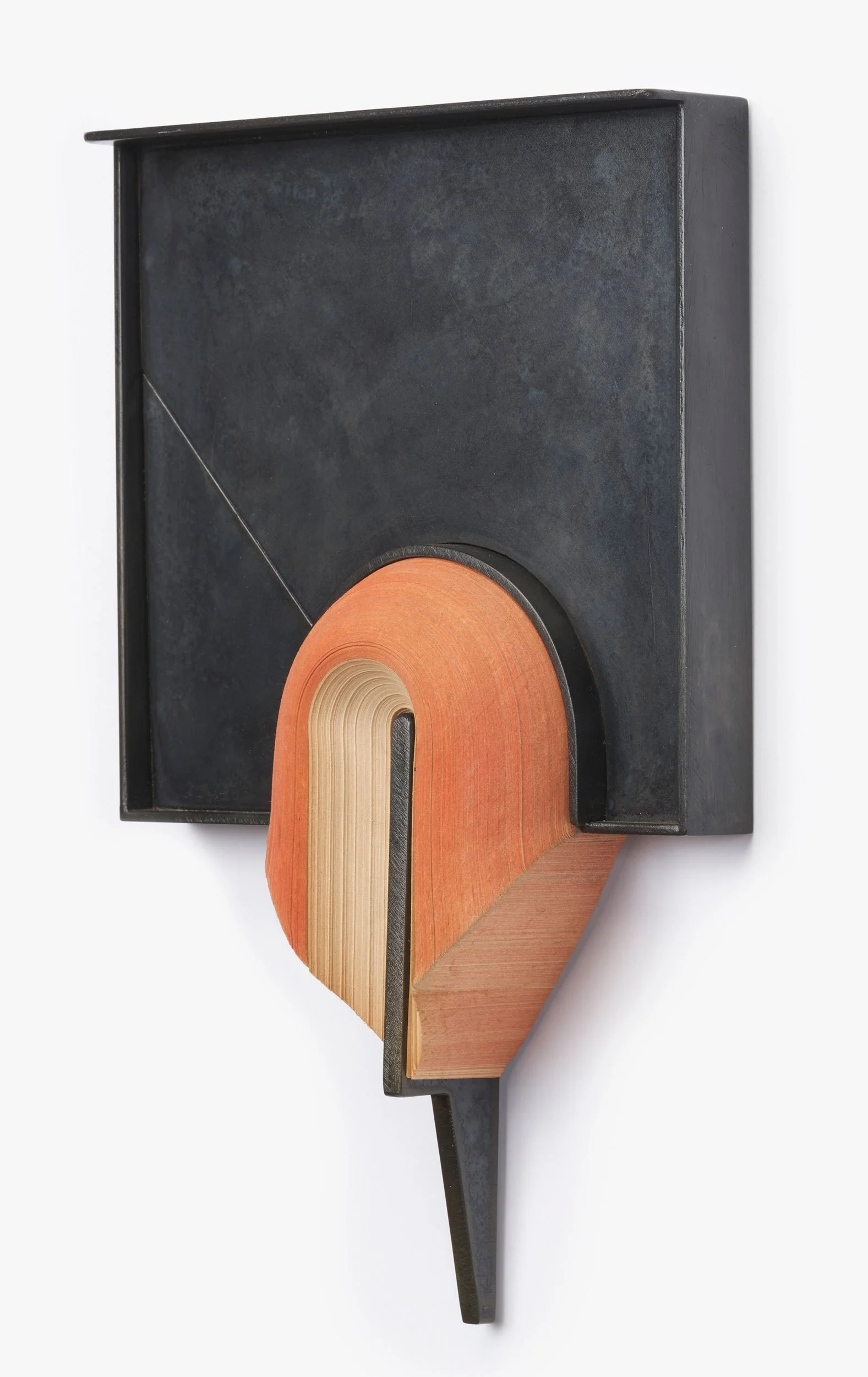 Andrew Hayes 
 Cloister  
11.5 x 7.5 x 2 inches 
Fabricated steel and book paper 
2025 [sold]