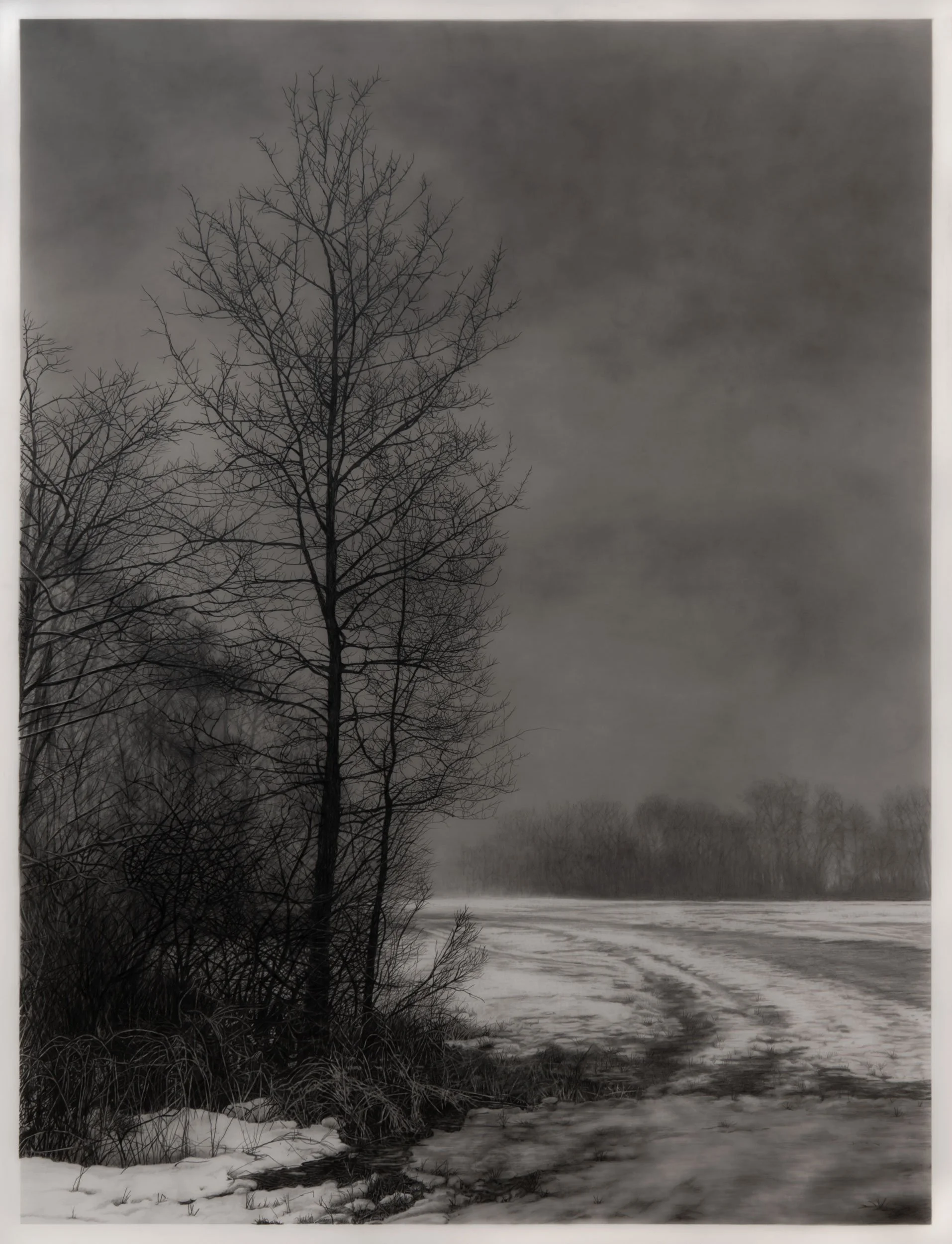  Slow Thaw  
33 x 24.5 inches (drawing) 
41 x 32.75 inches (framed) 
Graphite on drafting film 
2025