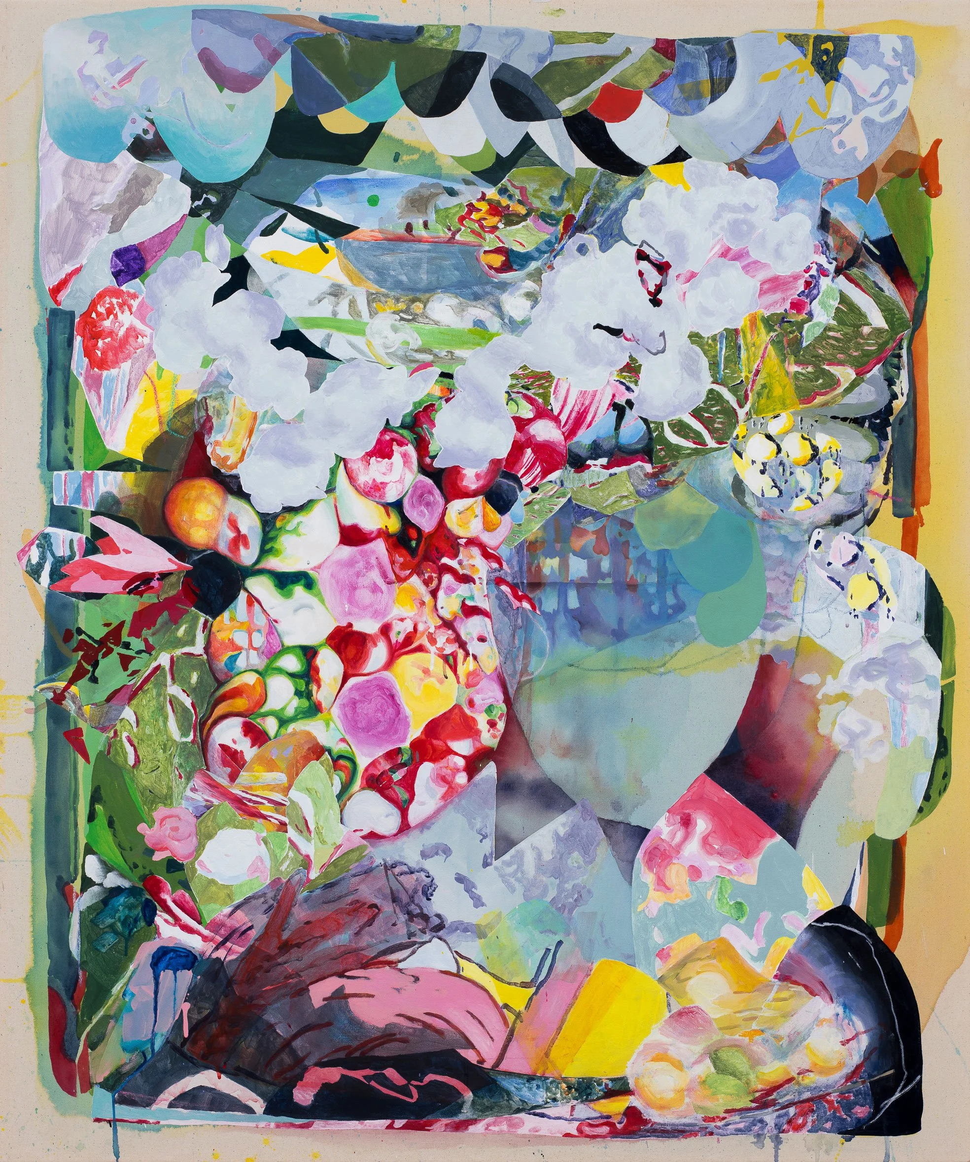  into the deep  
51.5 x 43 inches 
Acrylic and vinyl paint, traces of pastel on canvas 
2025