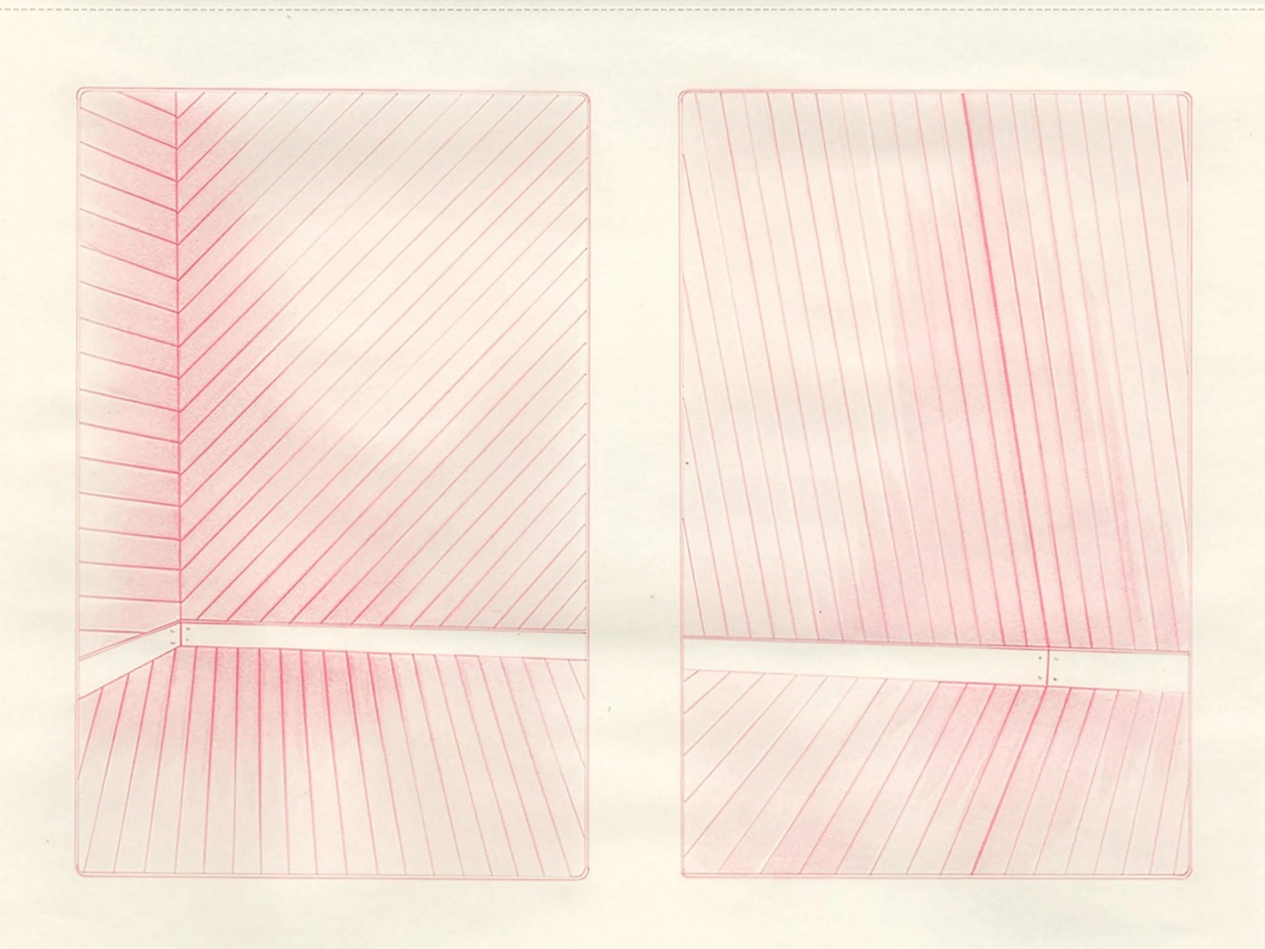  Double Cabinet Room 28  
8.5 x 11 inches 
Red pencil and ink on paper 
2020