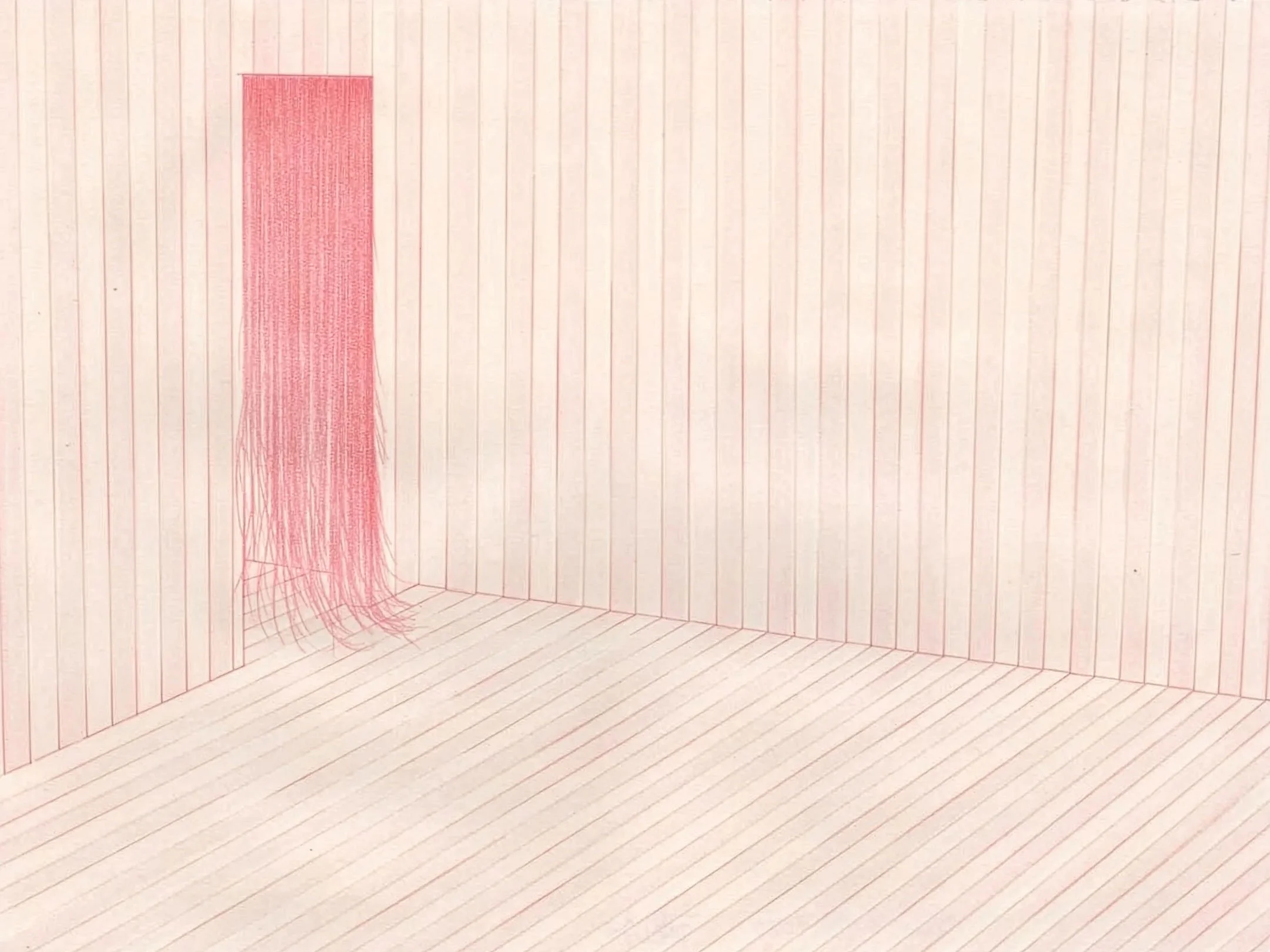  Room 163  
7.5 x 10 inches 
Red pencil and ink on paper 
2020 [works on paper]
