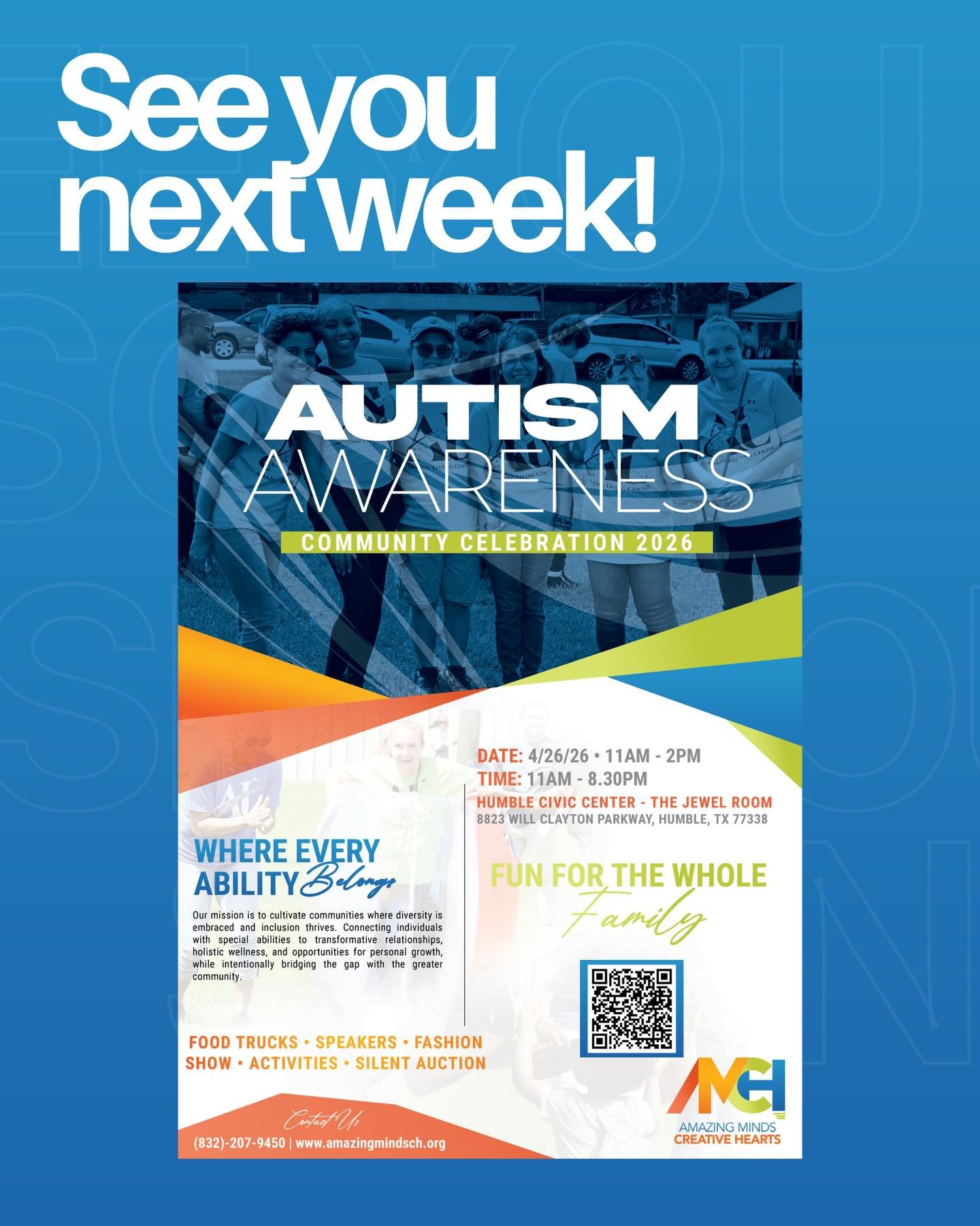 SEE YOU NEXT WEEK APRIL 26th! 💙💚🧡

Join us for a powerful day filled with connection, inspiration, food, fun, and unforgettable moments including a fashion show and silent auction!

Come out, bring your family, and be a part of something bigger be