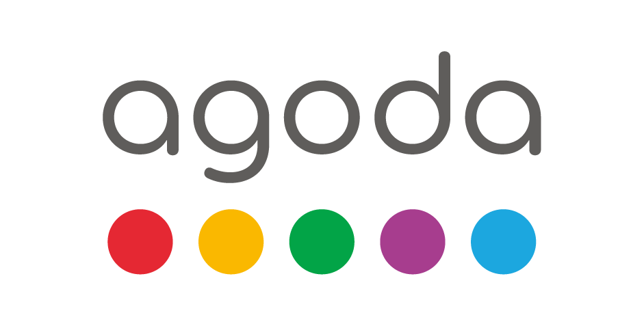 Colorful dots beneath the word 'agoda' in gray text.