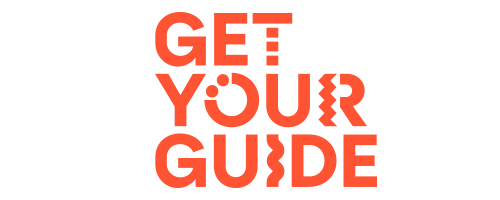 Text that says "Get Your Guide" in bold red letters on a black background.