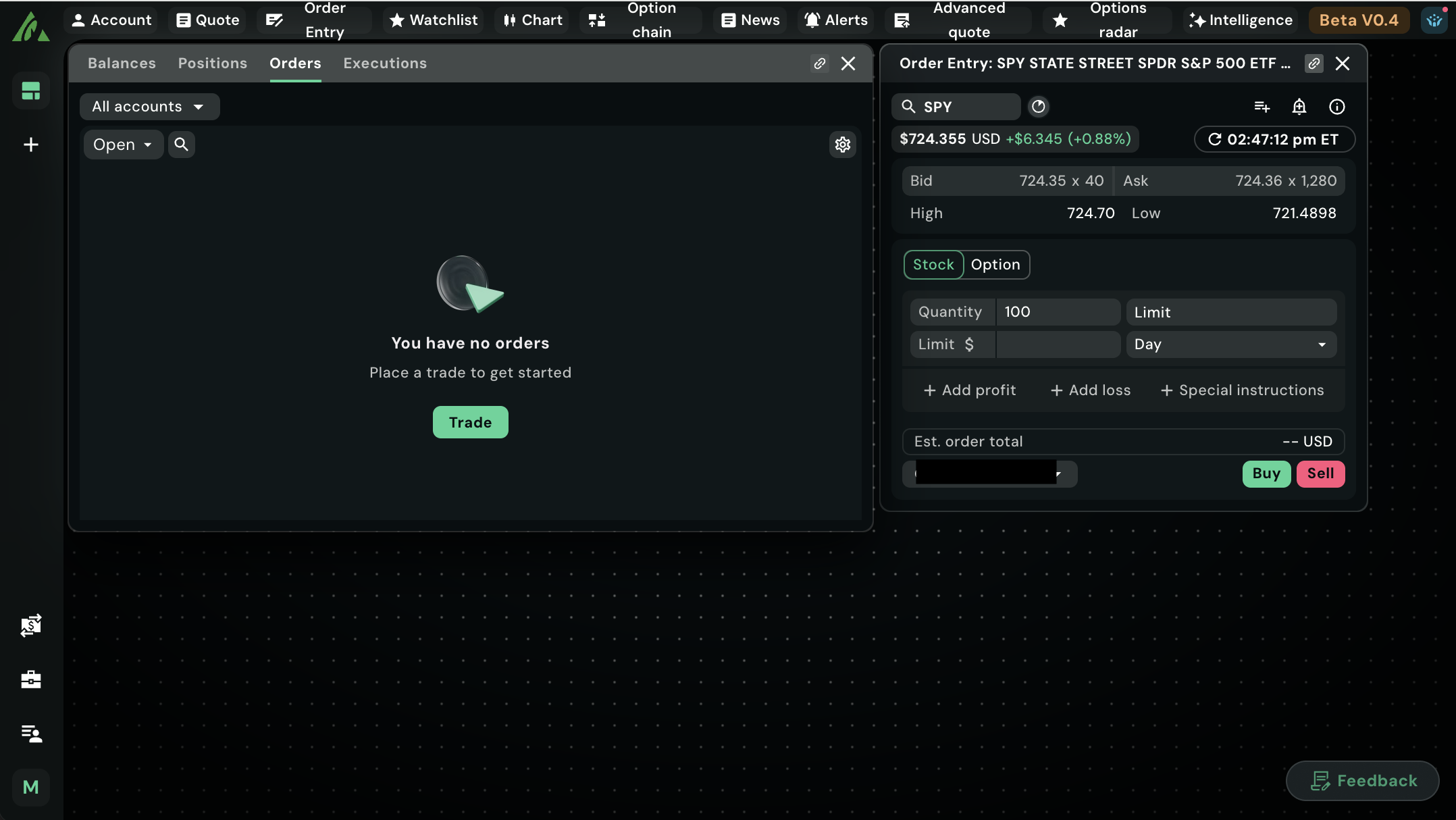 Questrade Review 2026 - Pro Beta Dashboard