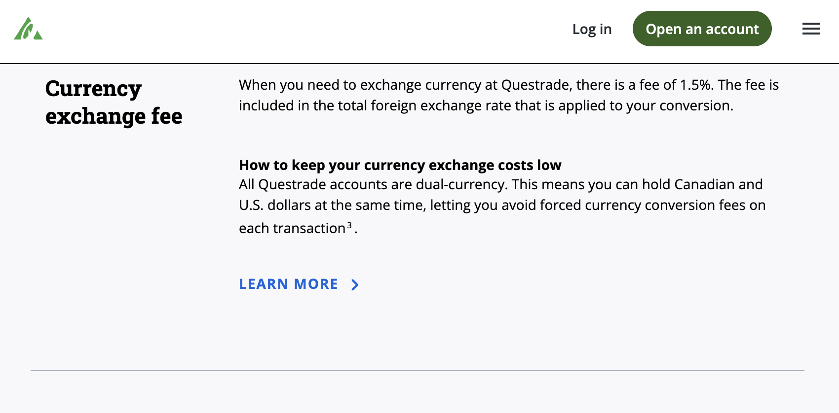 Questrade foreign exchange fees 2026