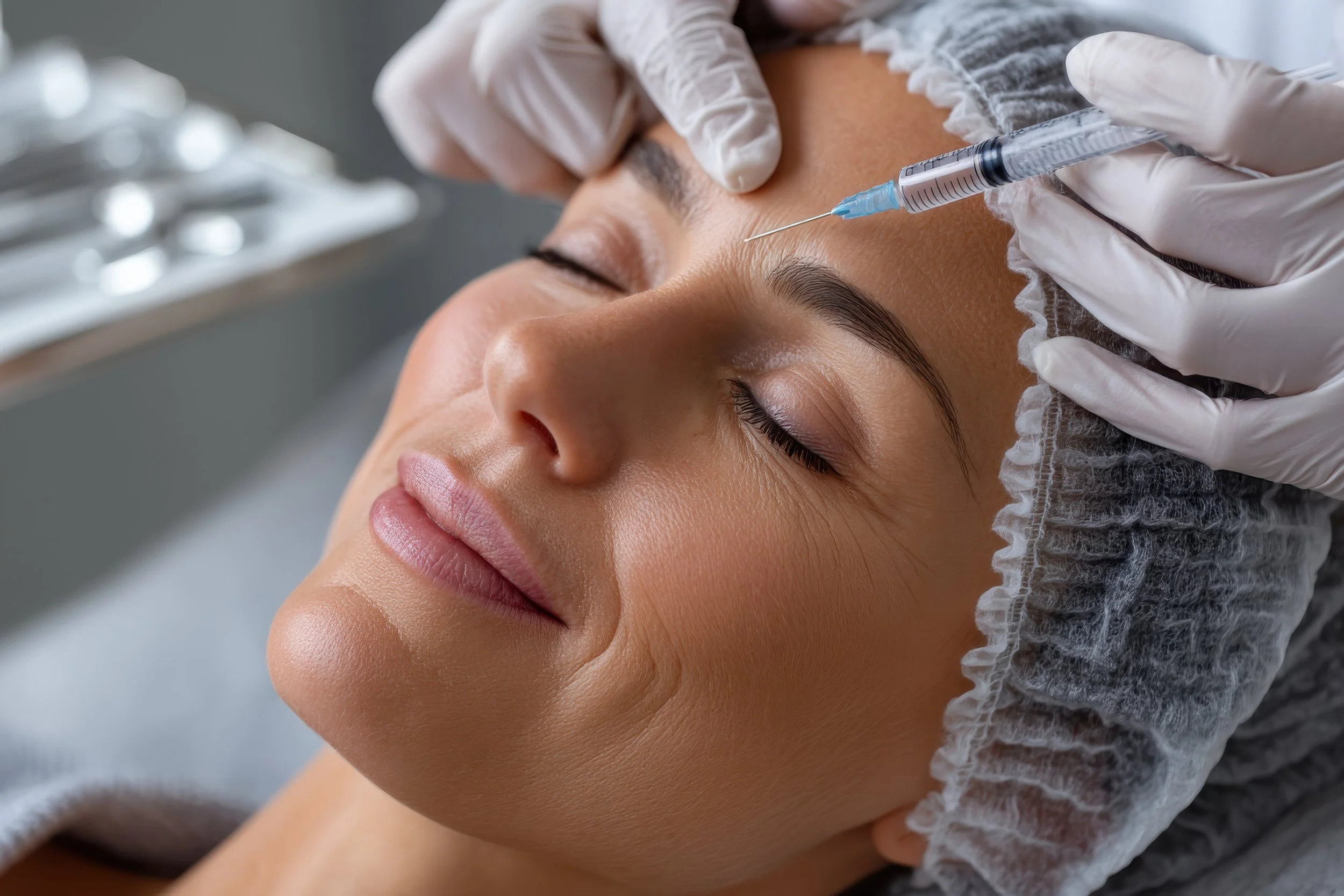 Patient receiving a precise facial aesthetic treatment