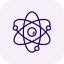 A purple atom symbol with electrons orbiting a nucleus.