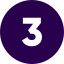 Purple background with a white number three in the center.