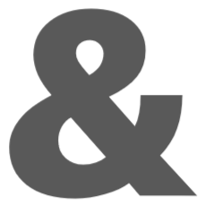 Large gray ampersand symbol on a white background.