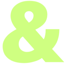 Large light green ampersand symbol on a white background.