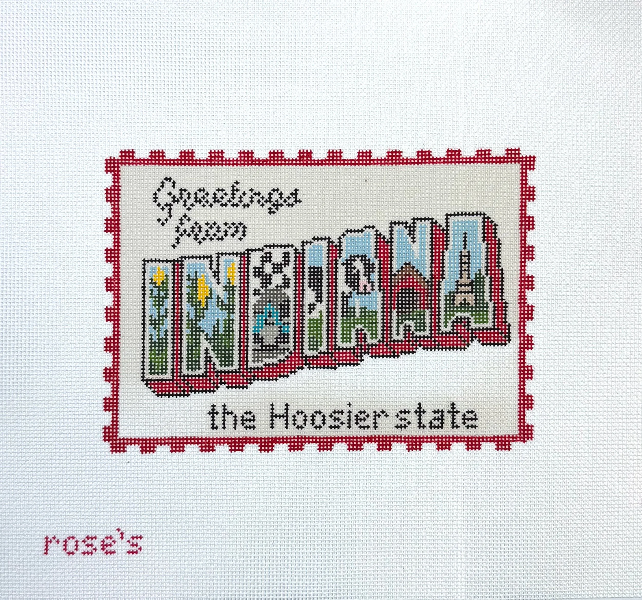 Greetings from Indiana Postcard- White