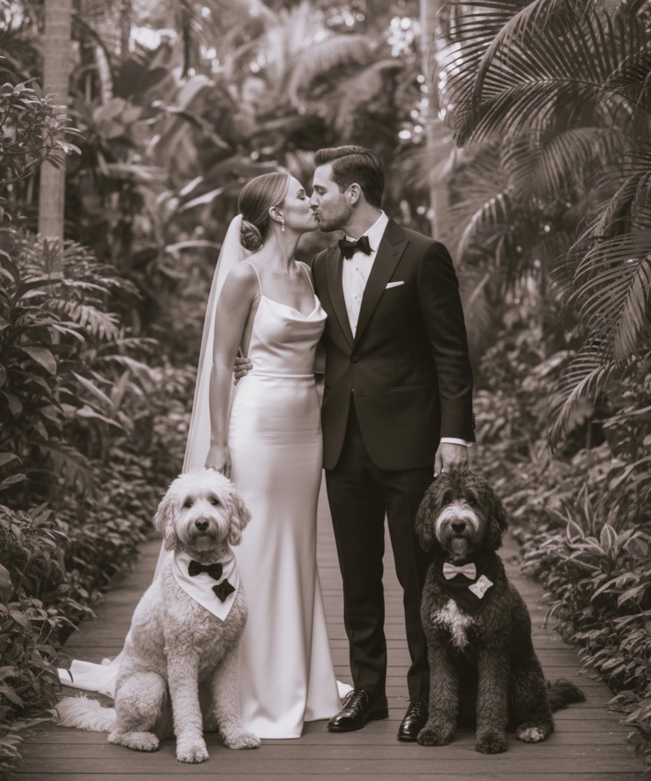 bride-groom-kiss-wedding-pet-attendant-luxury-pet-care