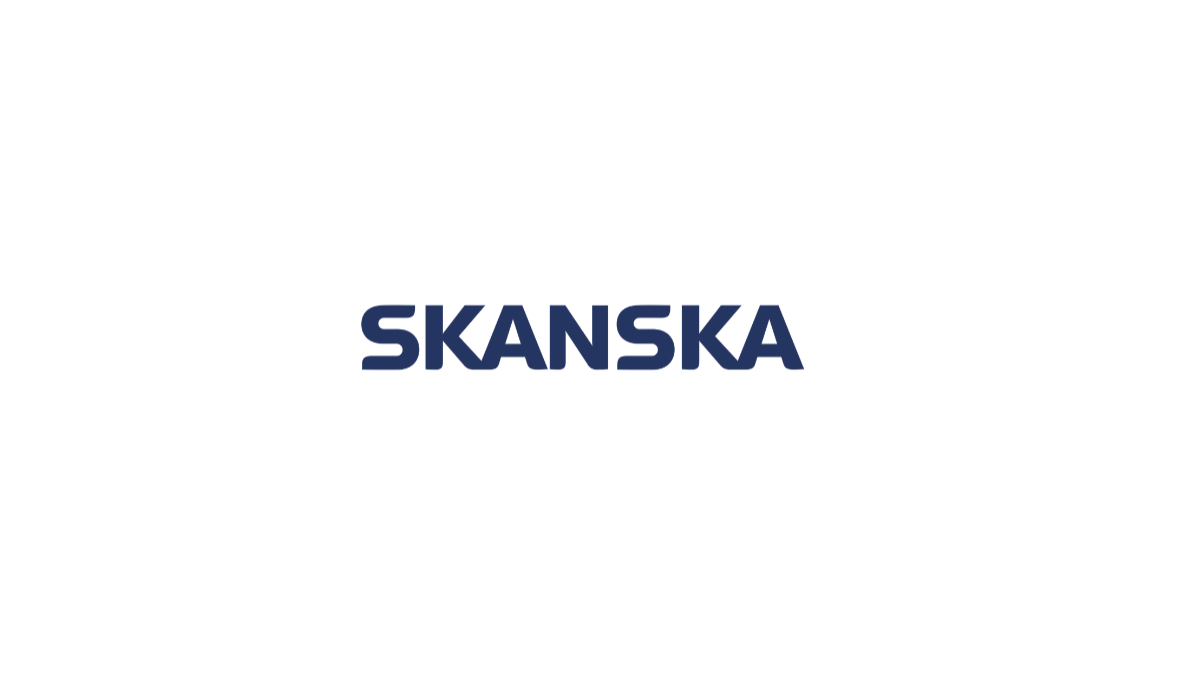 Logotyp av Skanska på en vit bakgrund.