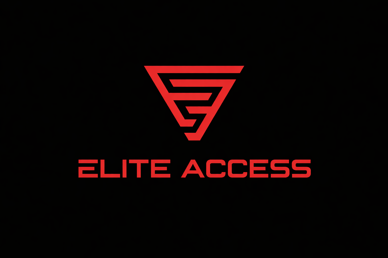 Red geometric triangle logo above the words 'ELITE ACCESS' in red on a black background.