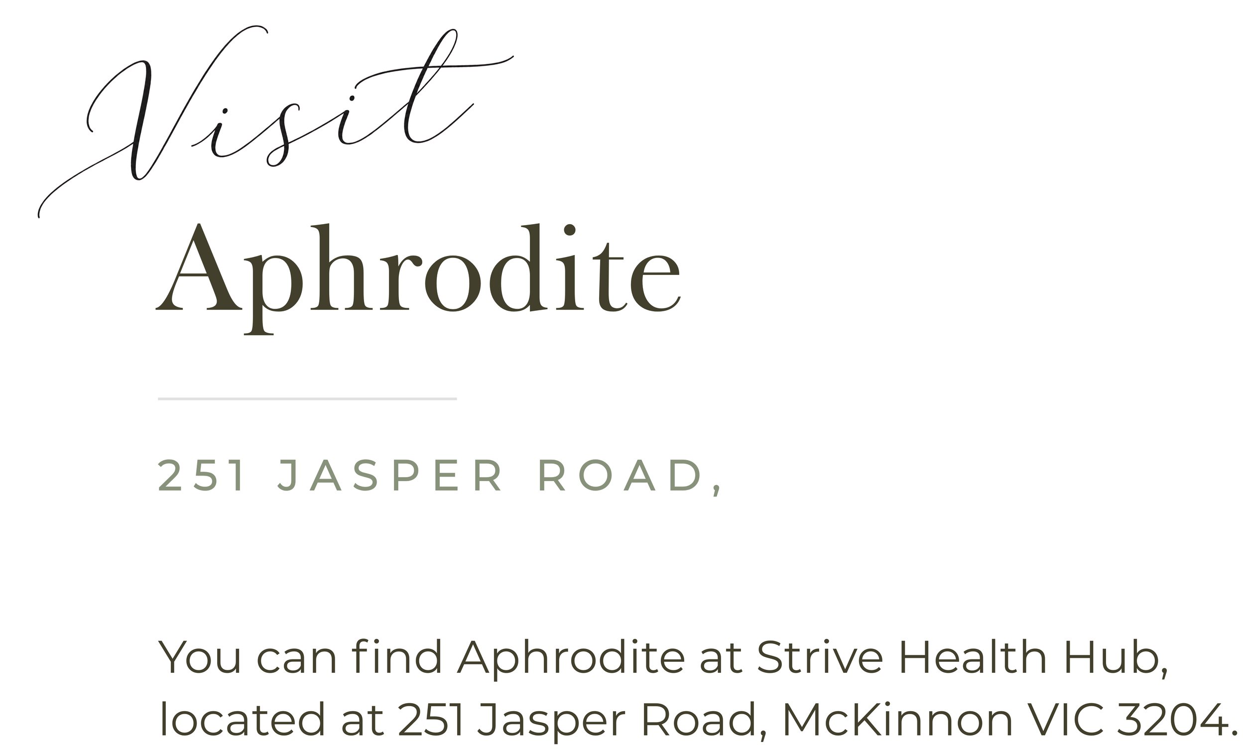 Visit Aphrodite Papageorgiou, Clinical Psychologist at Strive Health Hub, 251 Jasper Road, McKinnon VIC 3204.