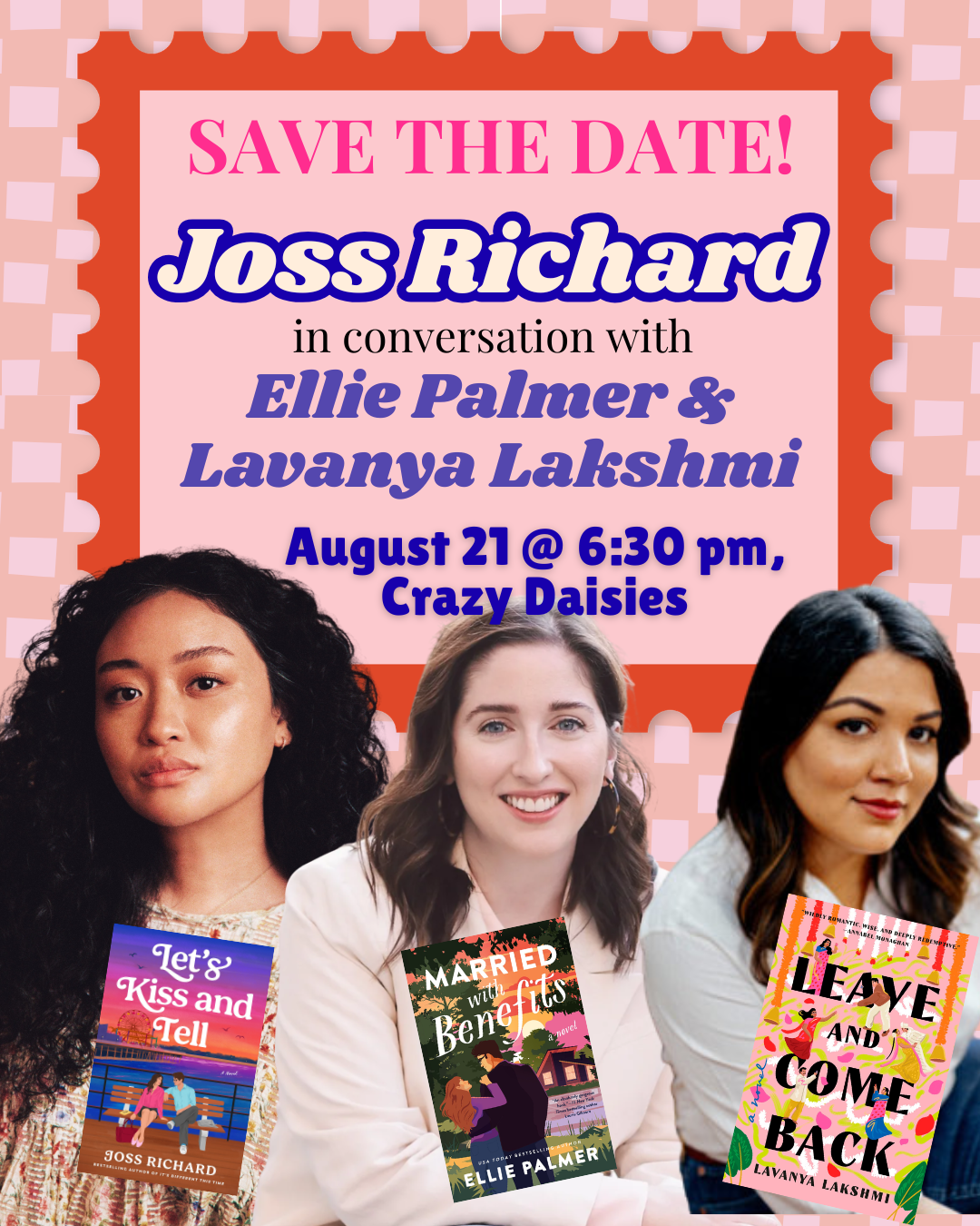 Joss Richard Book Tour “Let’s Kiss &amp; Tell” with Ellie Palmer &amp; Lavanya Lakshmi @ Crazy Daisies