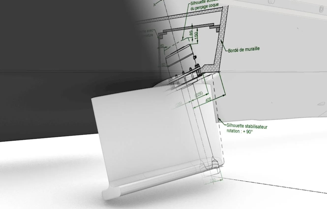 Installation of a stabilizer on a 30-meter yacht