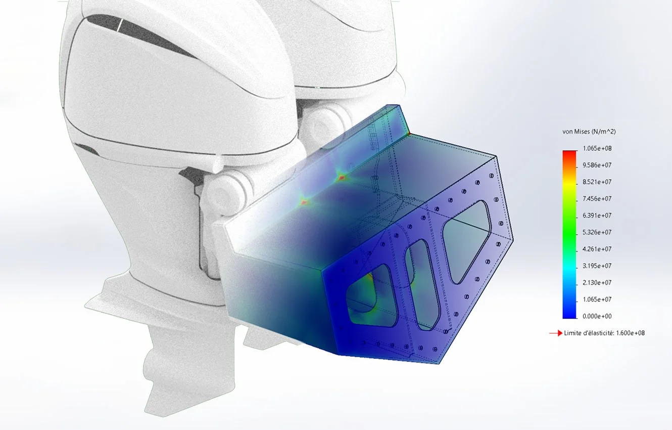 Structural analysis of a motor mount for a 9-meter motorboat