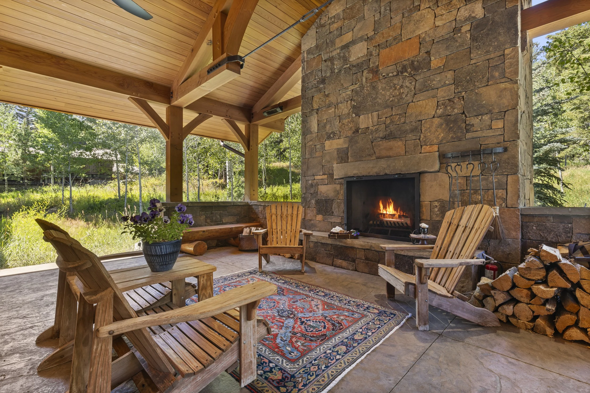 Outdoor fireplace and coffee.JPG