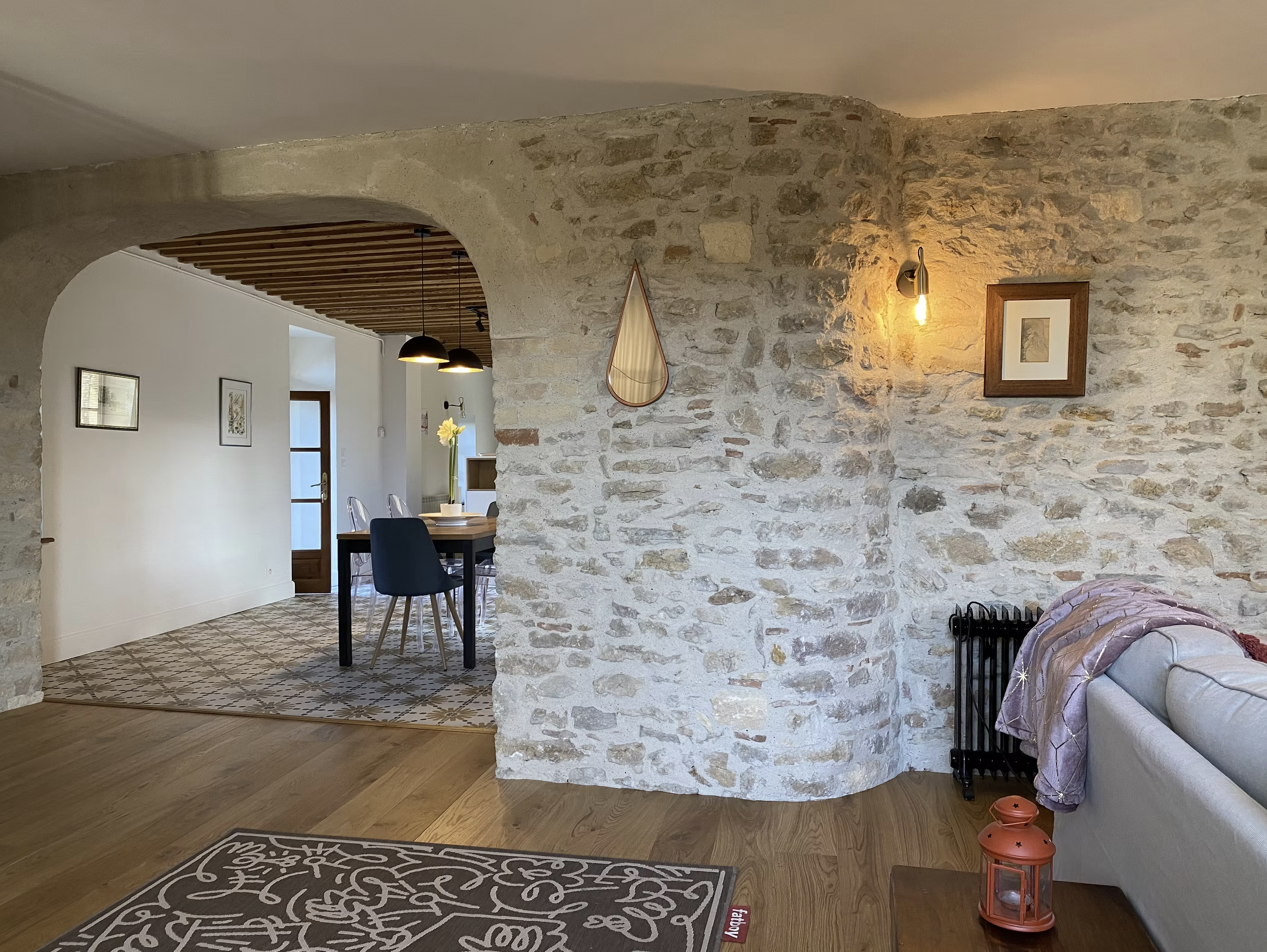 murs en pierre psyché architecture interieur