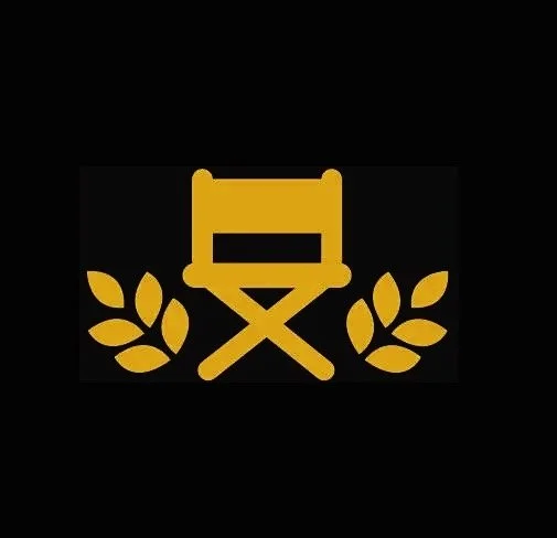 Gold trophy with laurel leaves on a black background.
