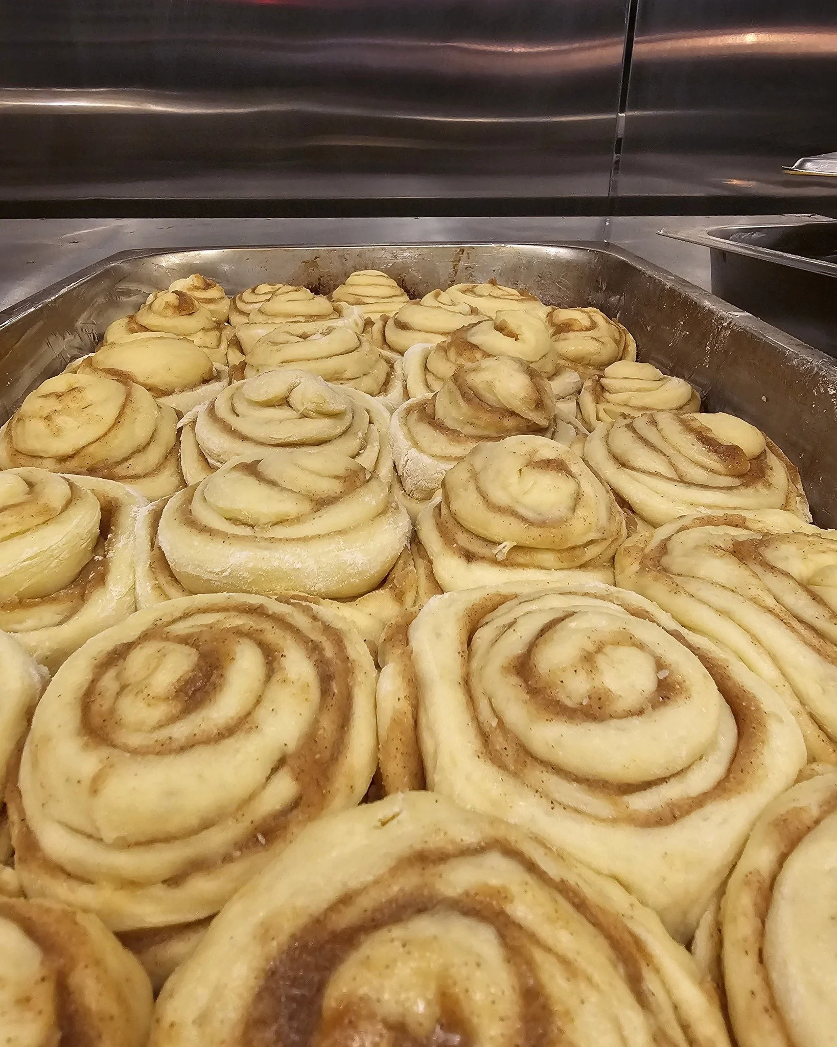 Cinnamon Rolls are about to go in the oven! Stop by for one and try  a Mapple Brown Sugar Latte!!#cafe #breakfast #cinnamonrolls #espresso #coffee