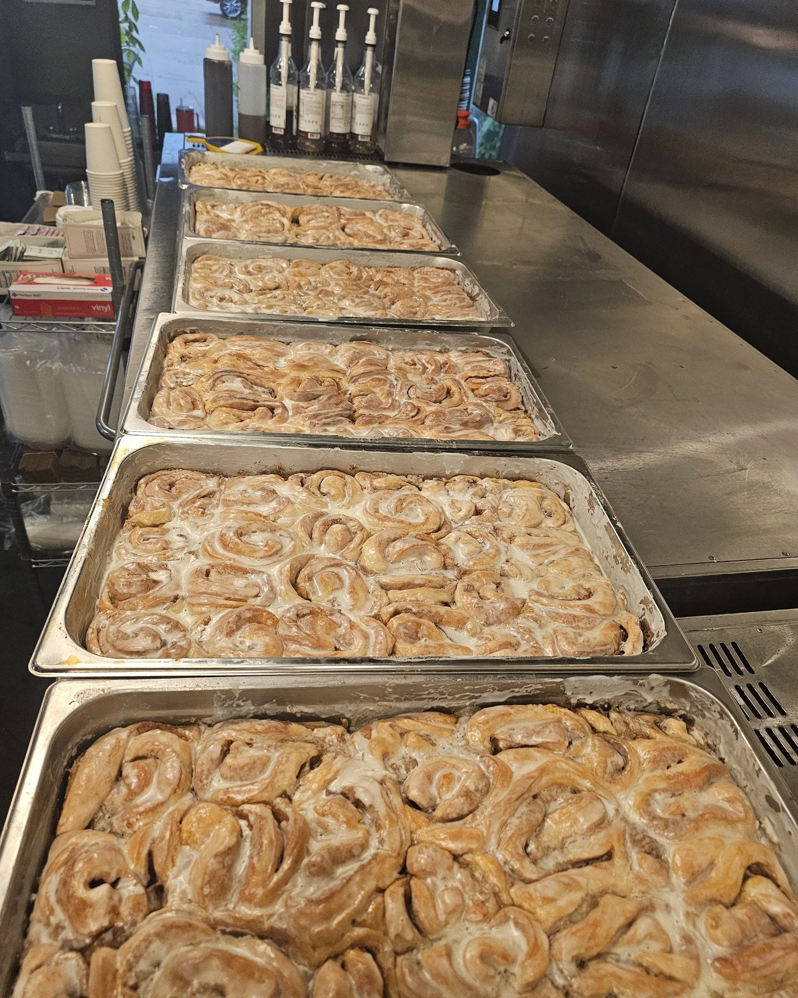 Hi, Apple Cinnamon Rolls are fresh out of the oven! Come in and get some while you can. #cinnamonrolls #cafe #breakfast #coffee