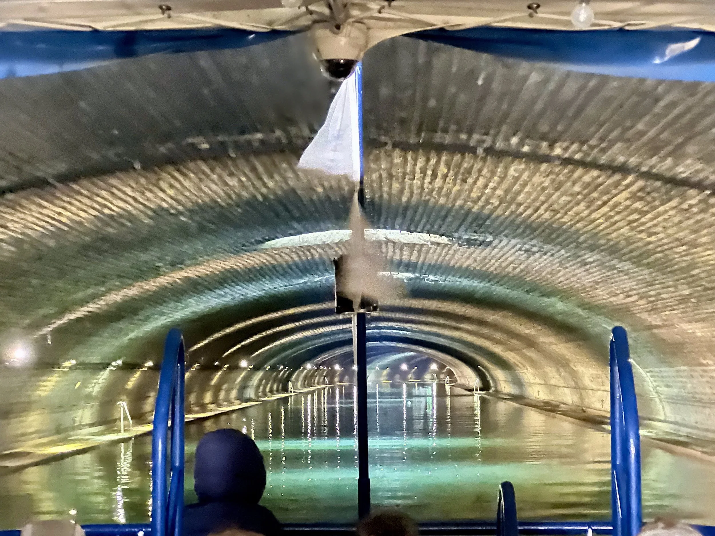 Going under the Bastille in a canal boat in Paris, France. This was an absolutely fabulous boat ride. April 2026. 