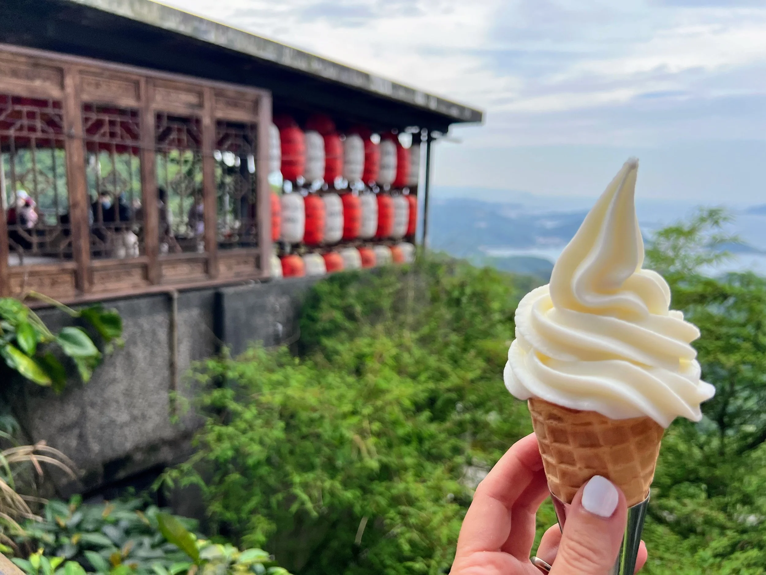 Enjoying a softserve in Jiufen, Taiwan. May 2025. 