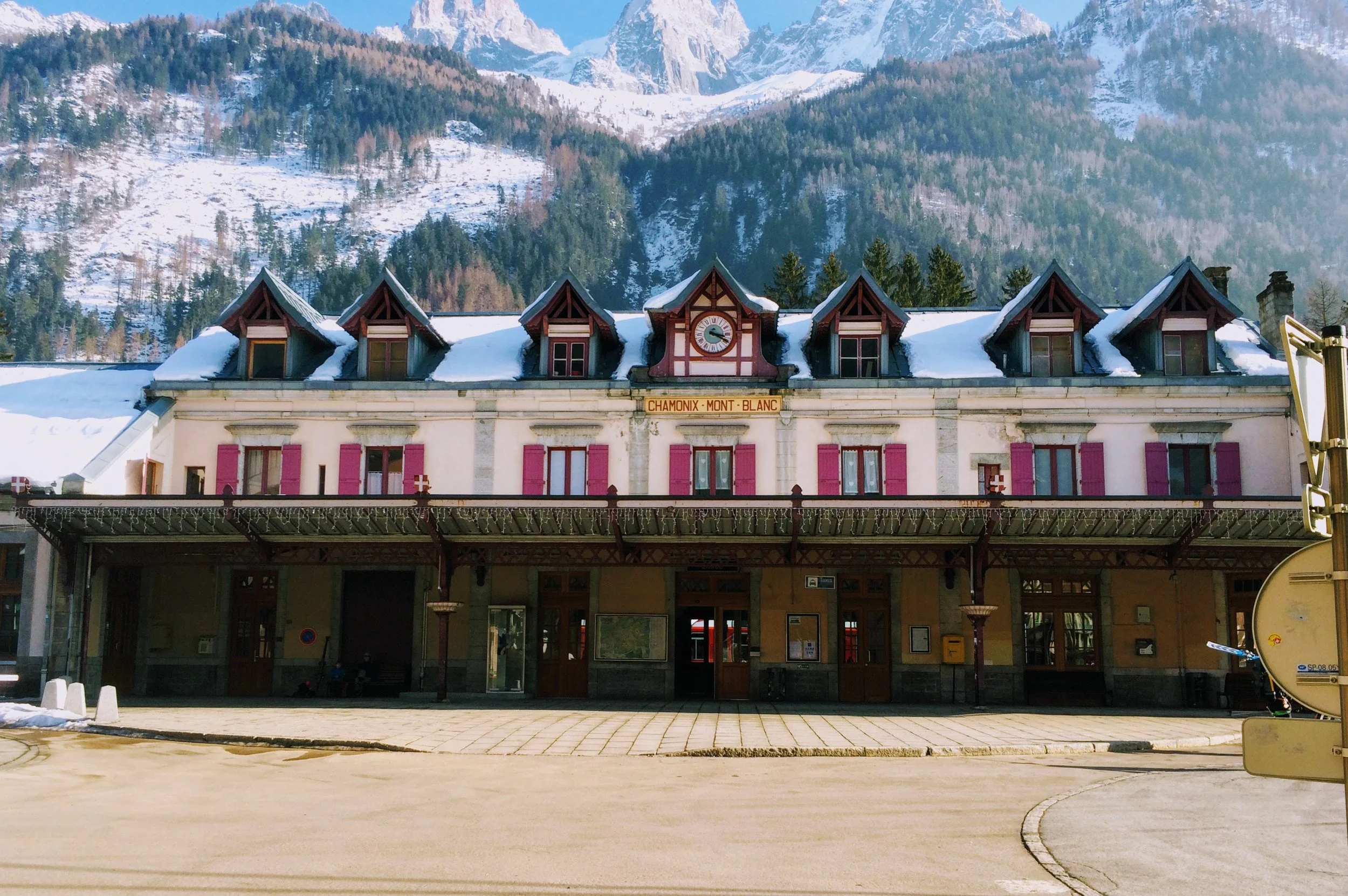 The Chamonix train station, France. February 2015.