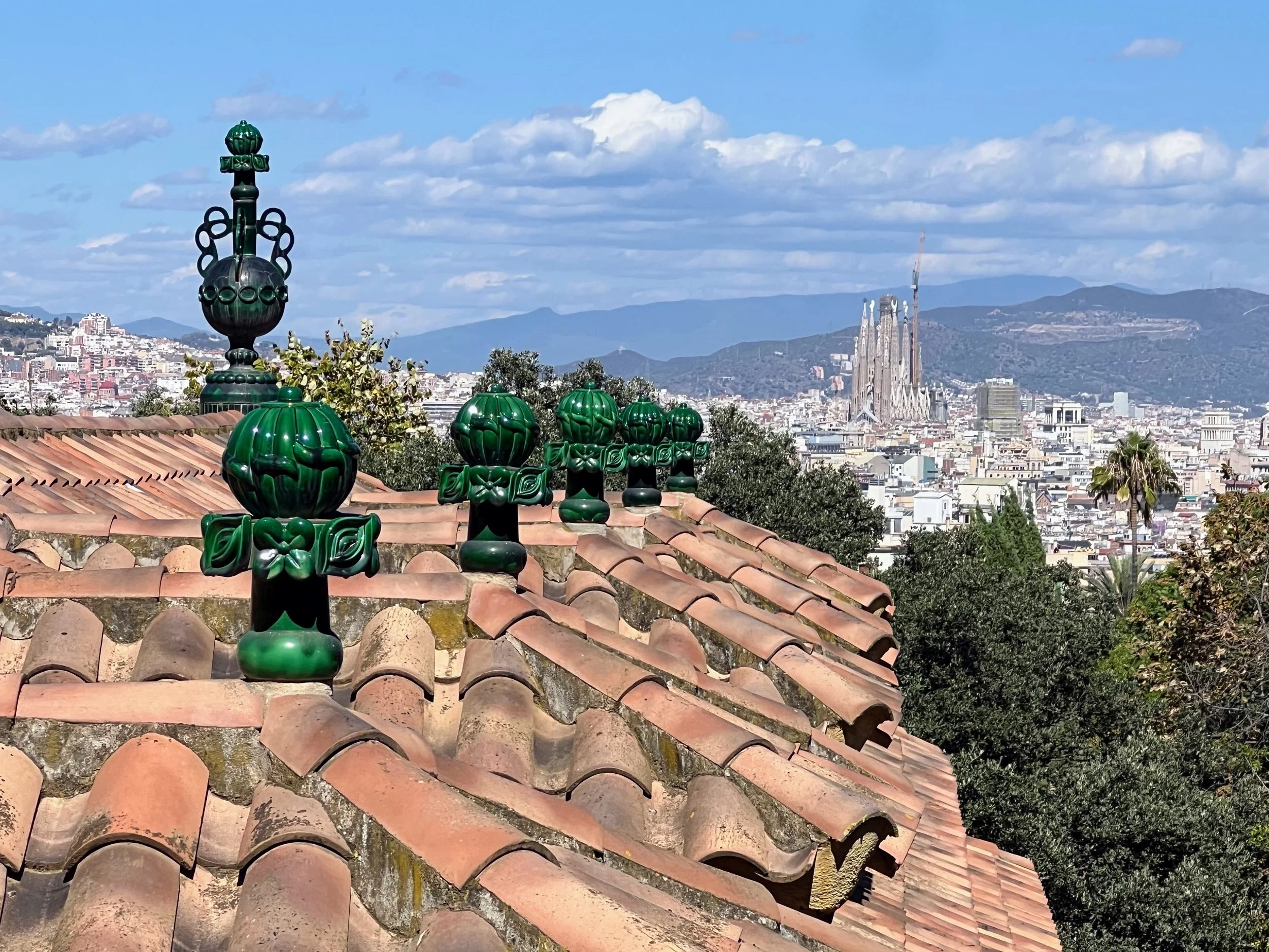Looking out at the Sagrada Familia from the Garden of the Joan Miró Foundation in Barcelona, Spain. September 2024. 