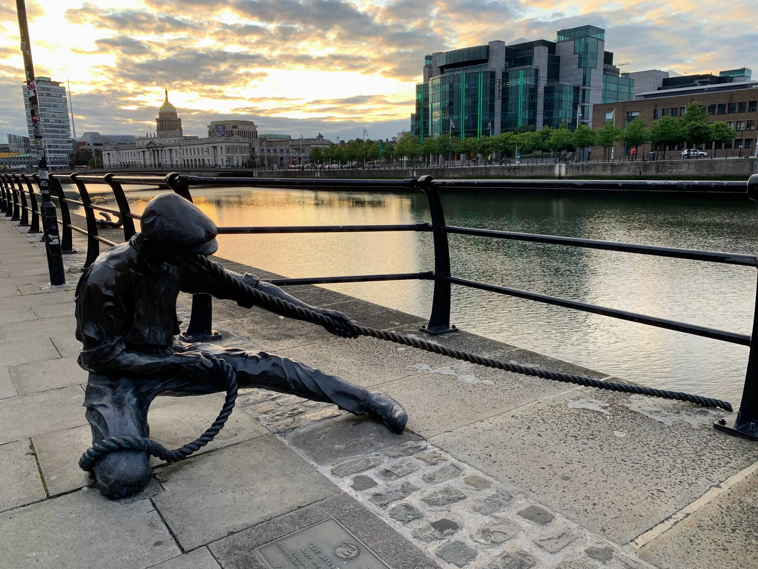 A sculpture along the River Liffey in Dublin, Ireland. July 2019. 