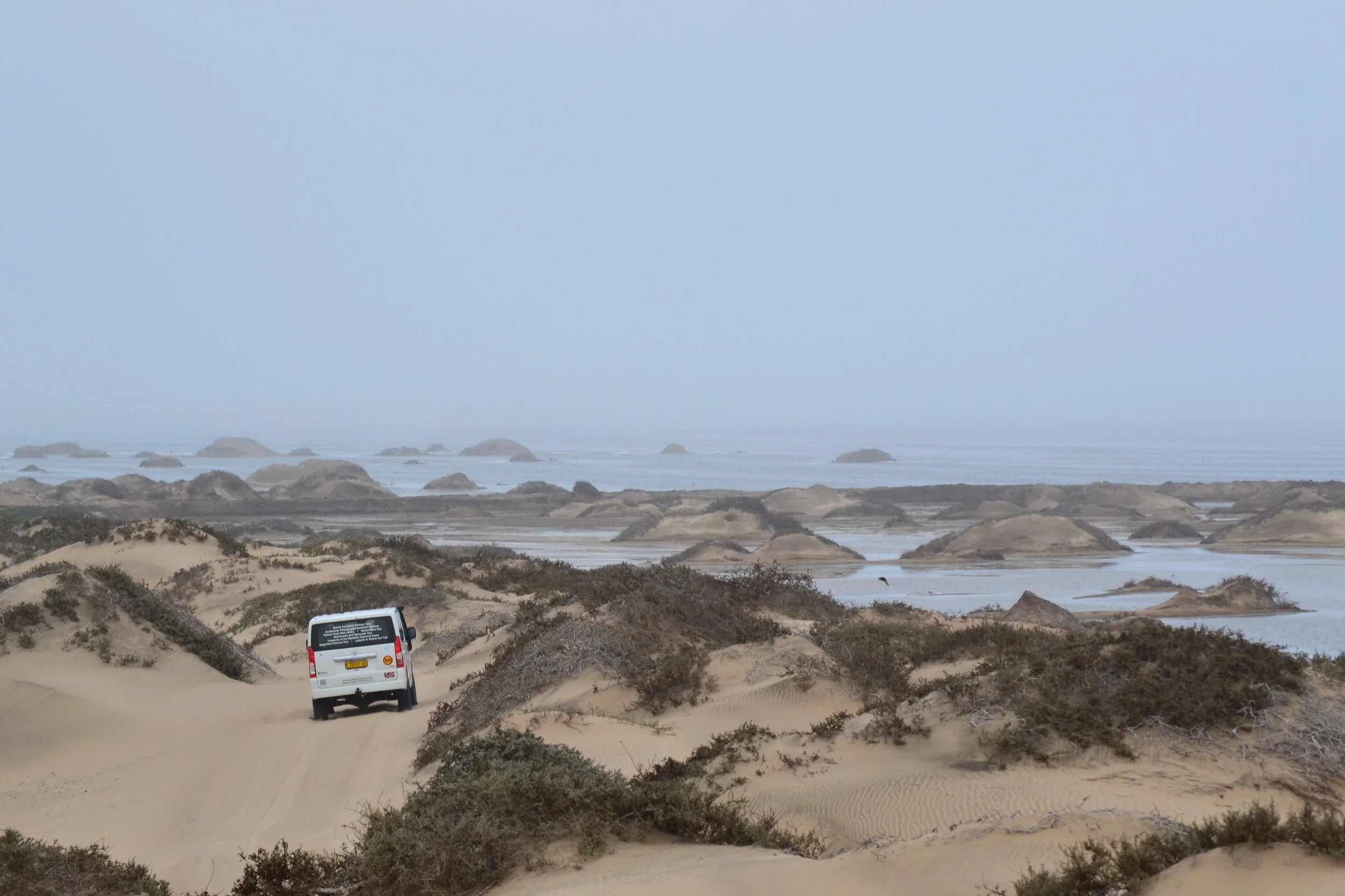 Driving through the dunes of the Namib Desert near Walvis Bay, Namibia. February 2026. 