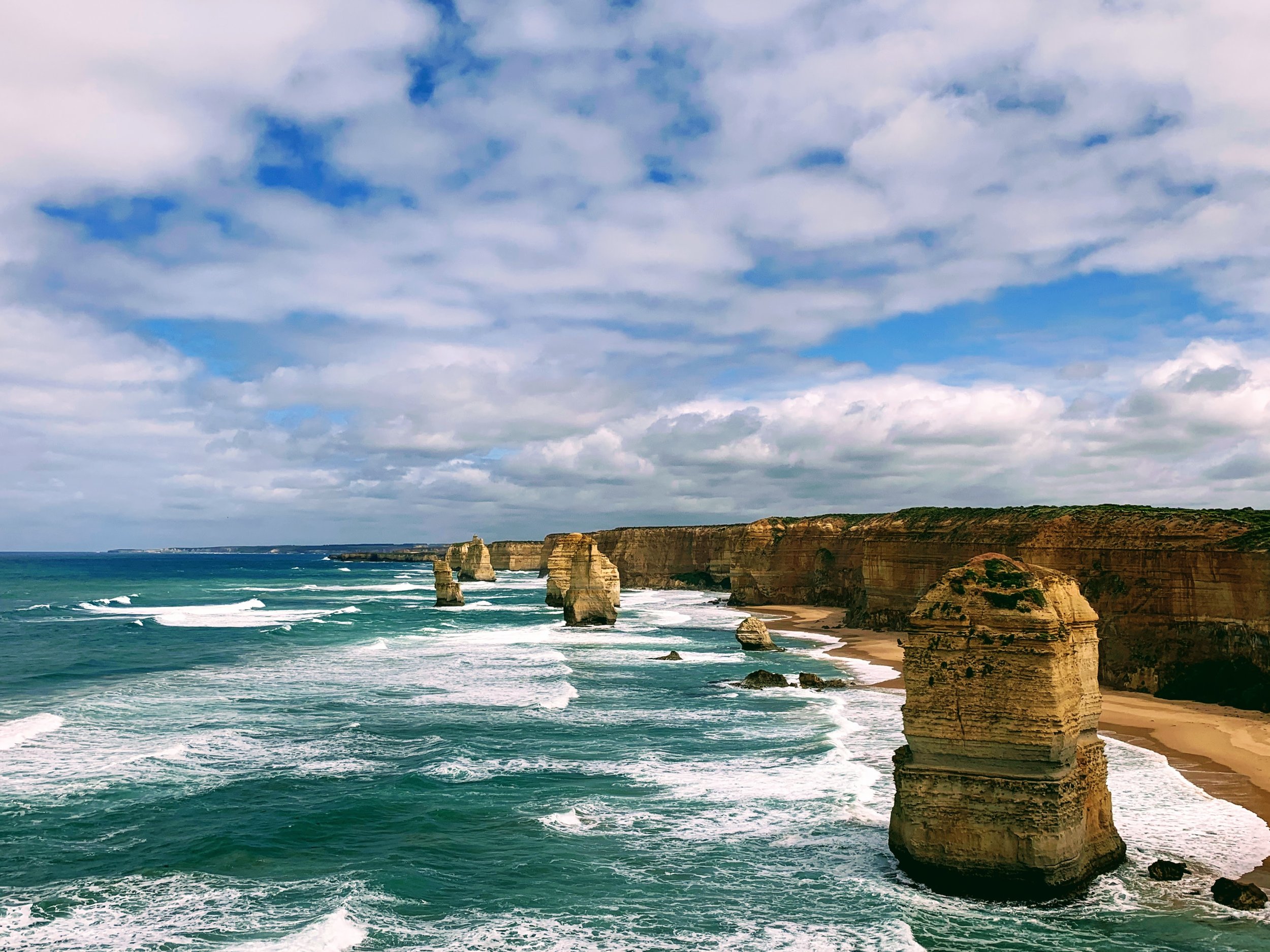 The Twelve Apostles along the coast of Port Campbell National Park in Victoria, Australia. November 2019. 