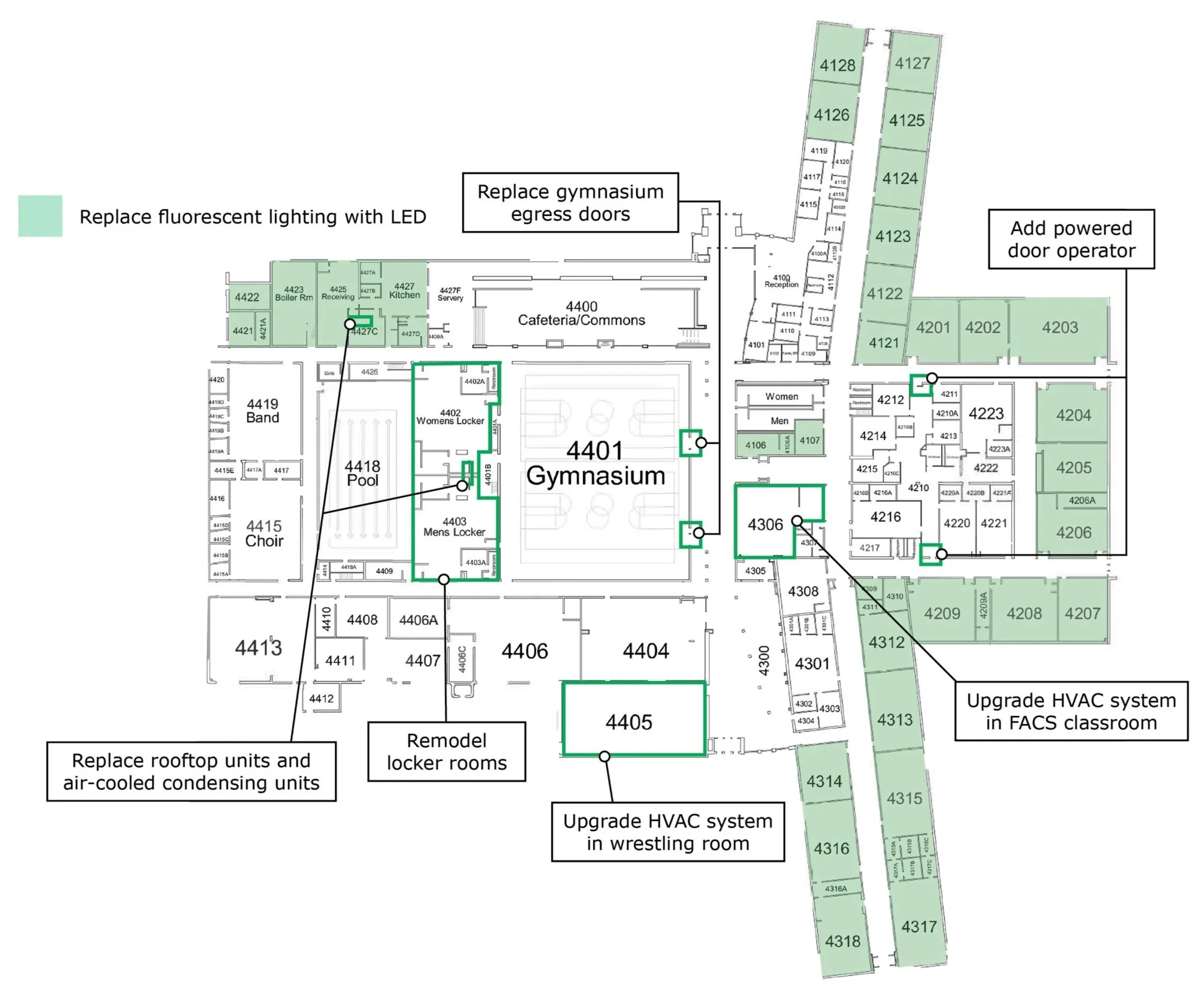 Architectural and conceptual floor plan of the Litchfield High School.