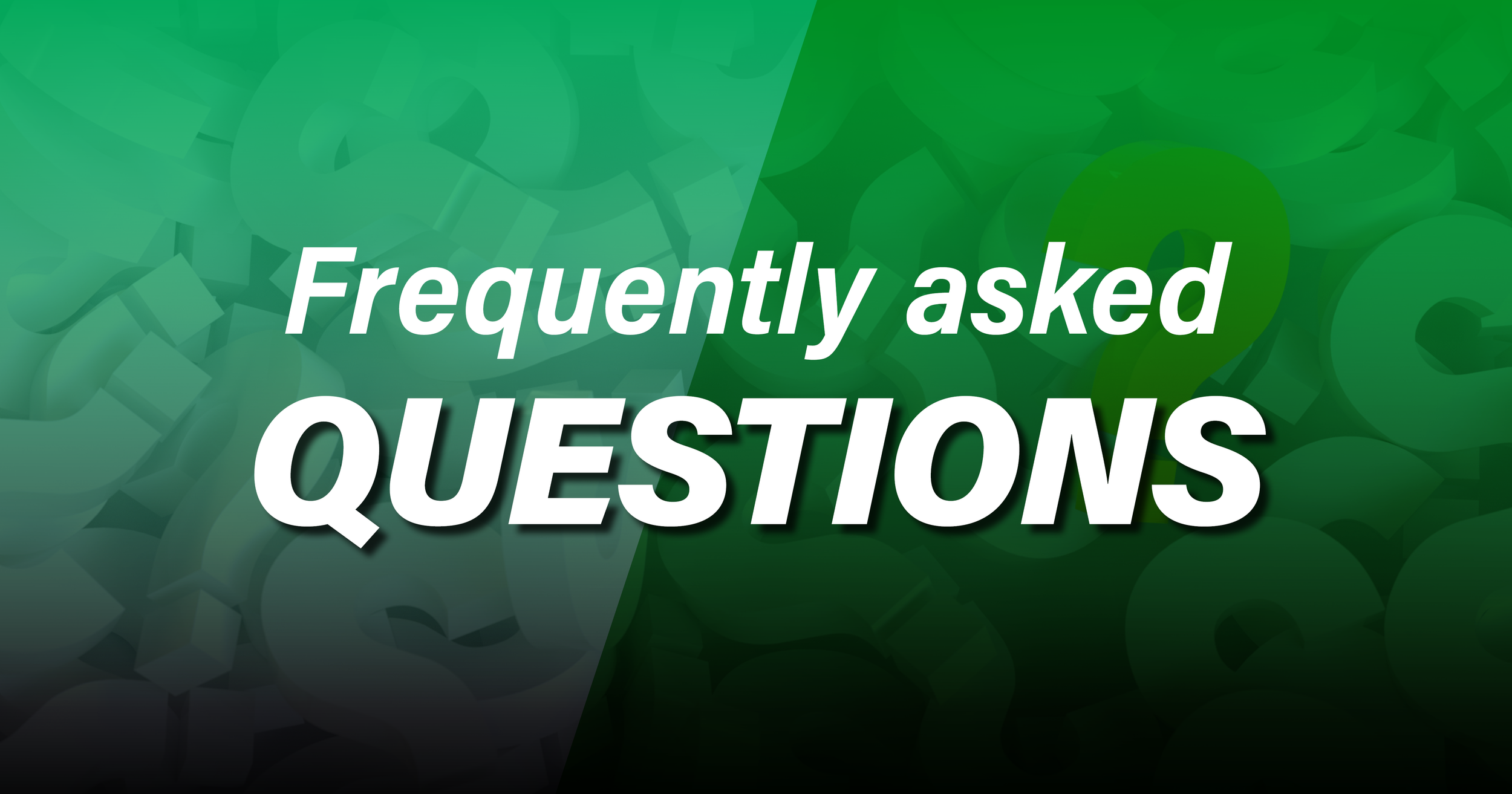 A green background with gears and the text "Frequently Asked Questions" written on it.