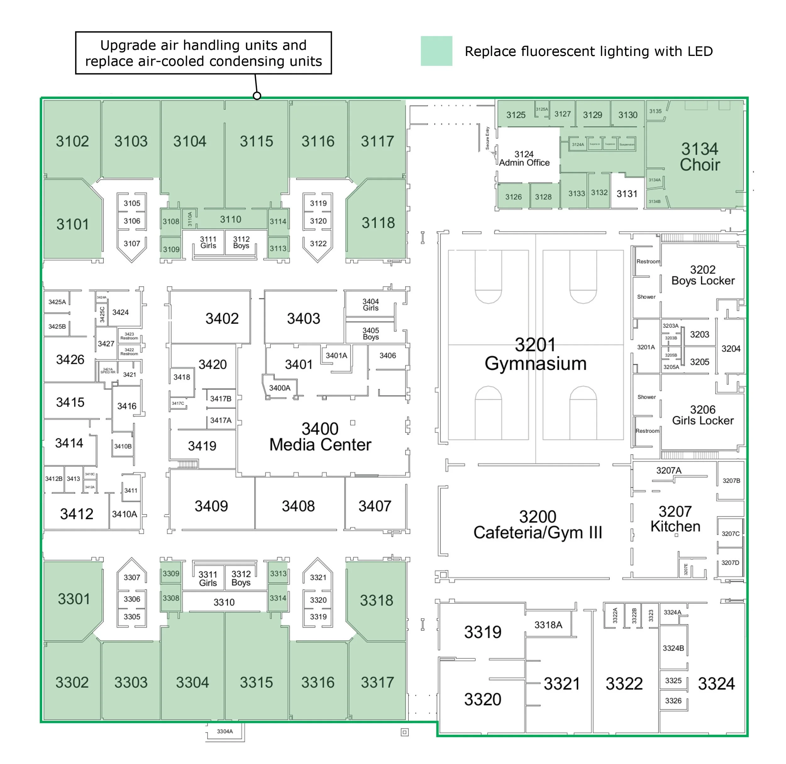 Architectural and conceptual floor plan of the Litchfield Middle School.