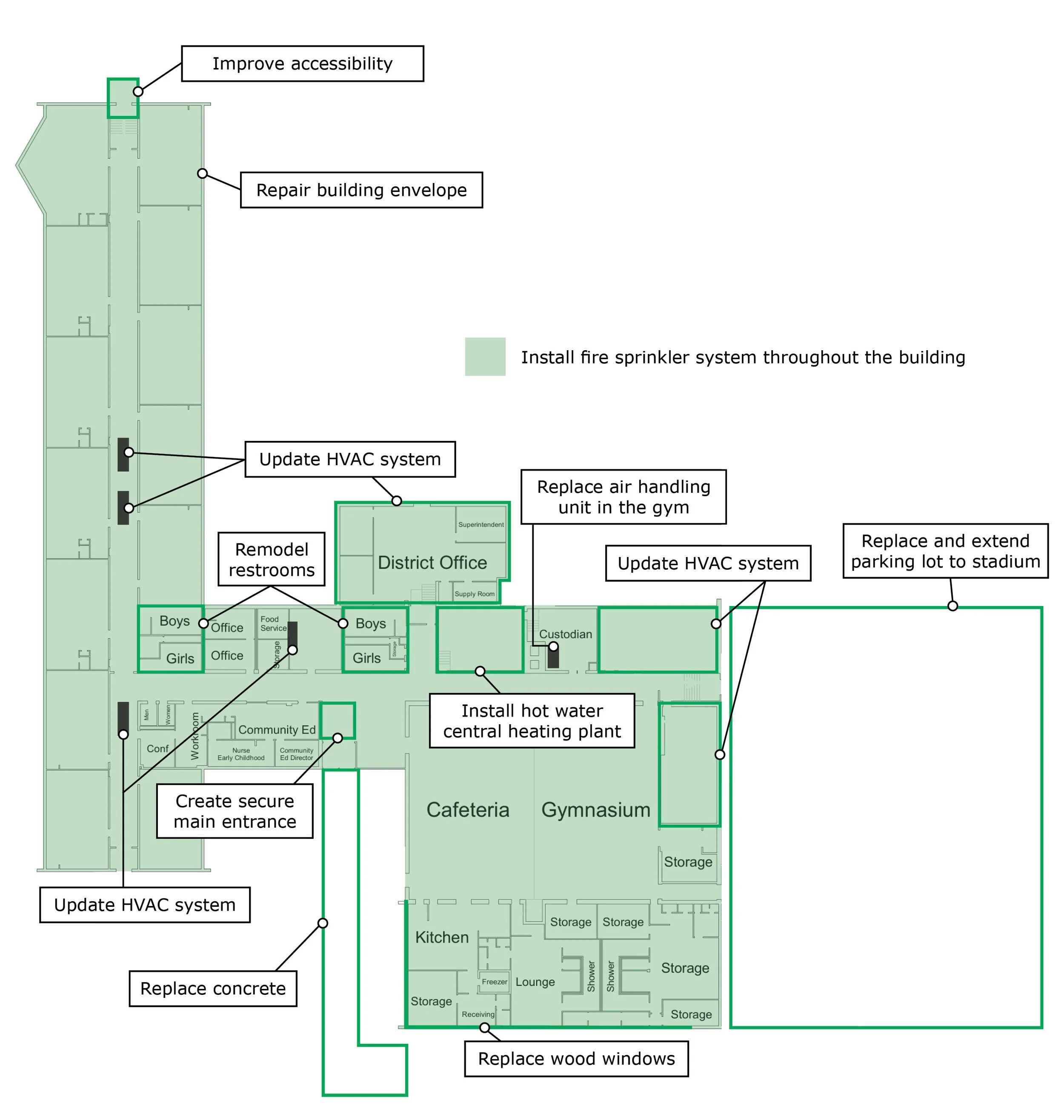 Architectural and conceptual floor plan of the Wagner Education Building.