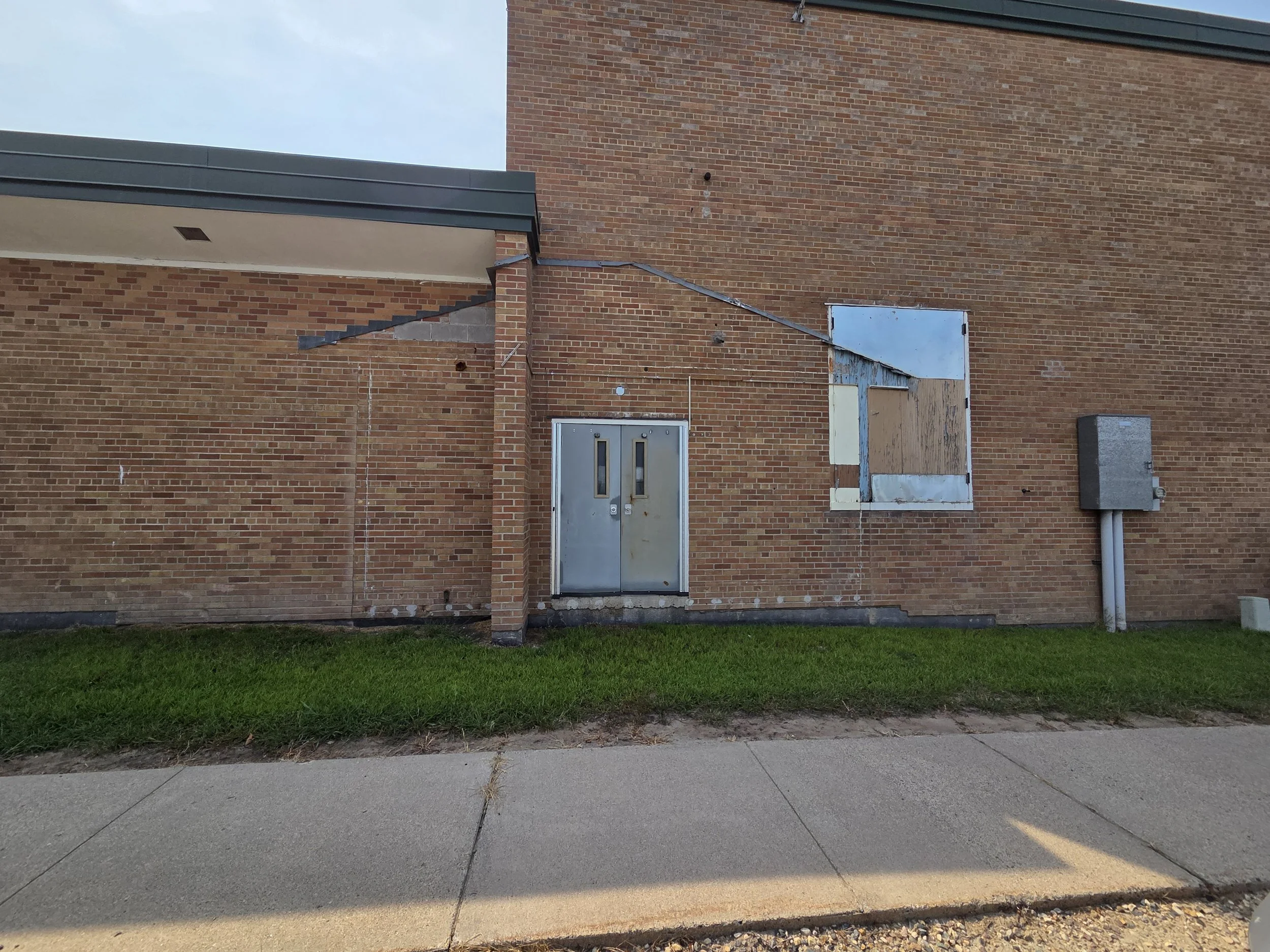 The deteriorated exterior of the Wagner Education Building.