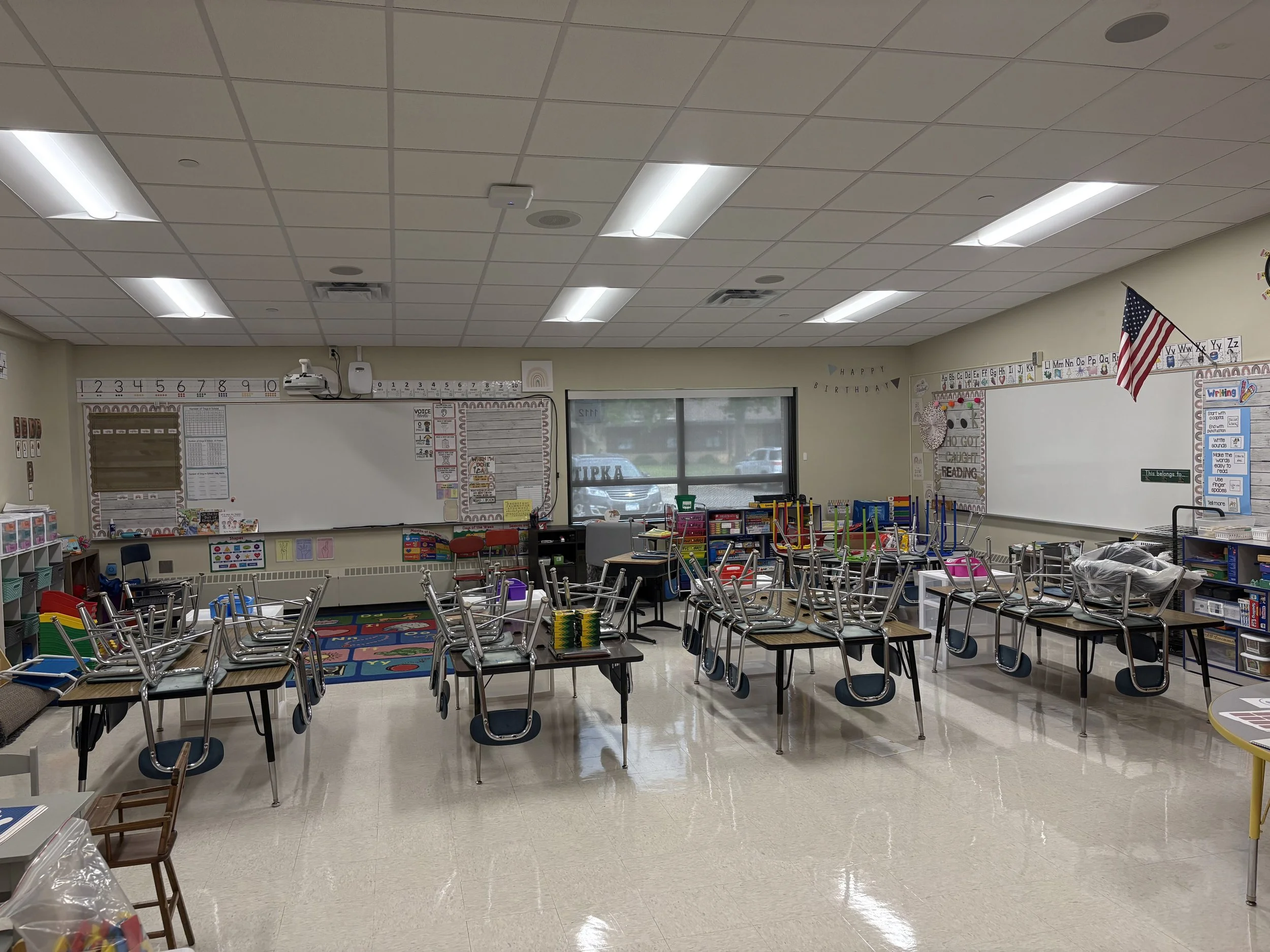 A photo showing the updated LED lighting at Lake Ripley Elementary School.