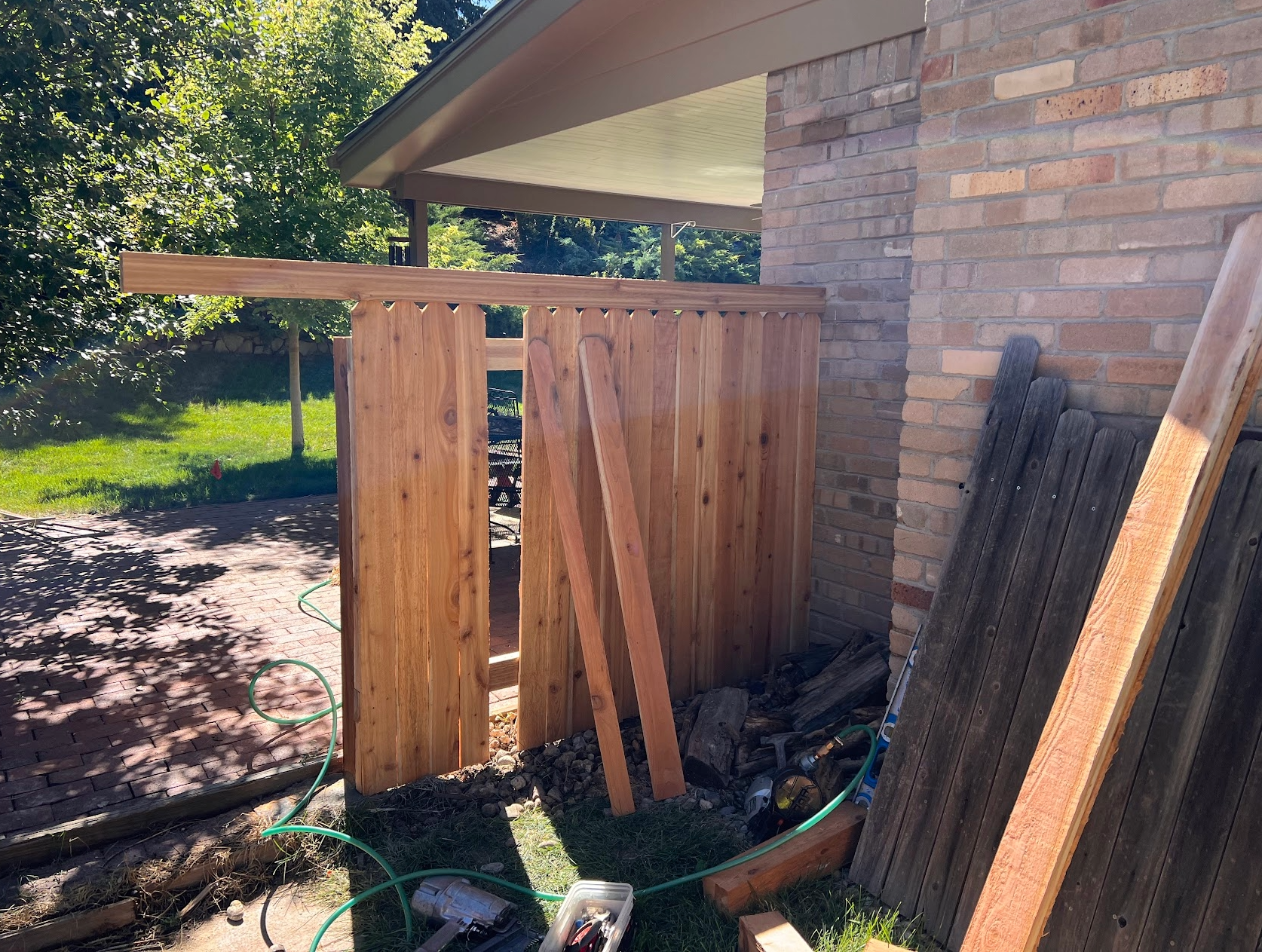 Fence build in progress