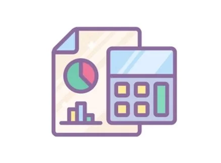 Finance icon featuring charts and business performance graphs.
