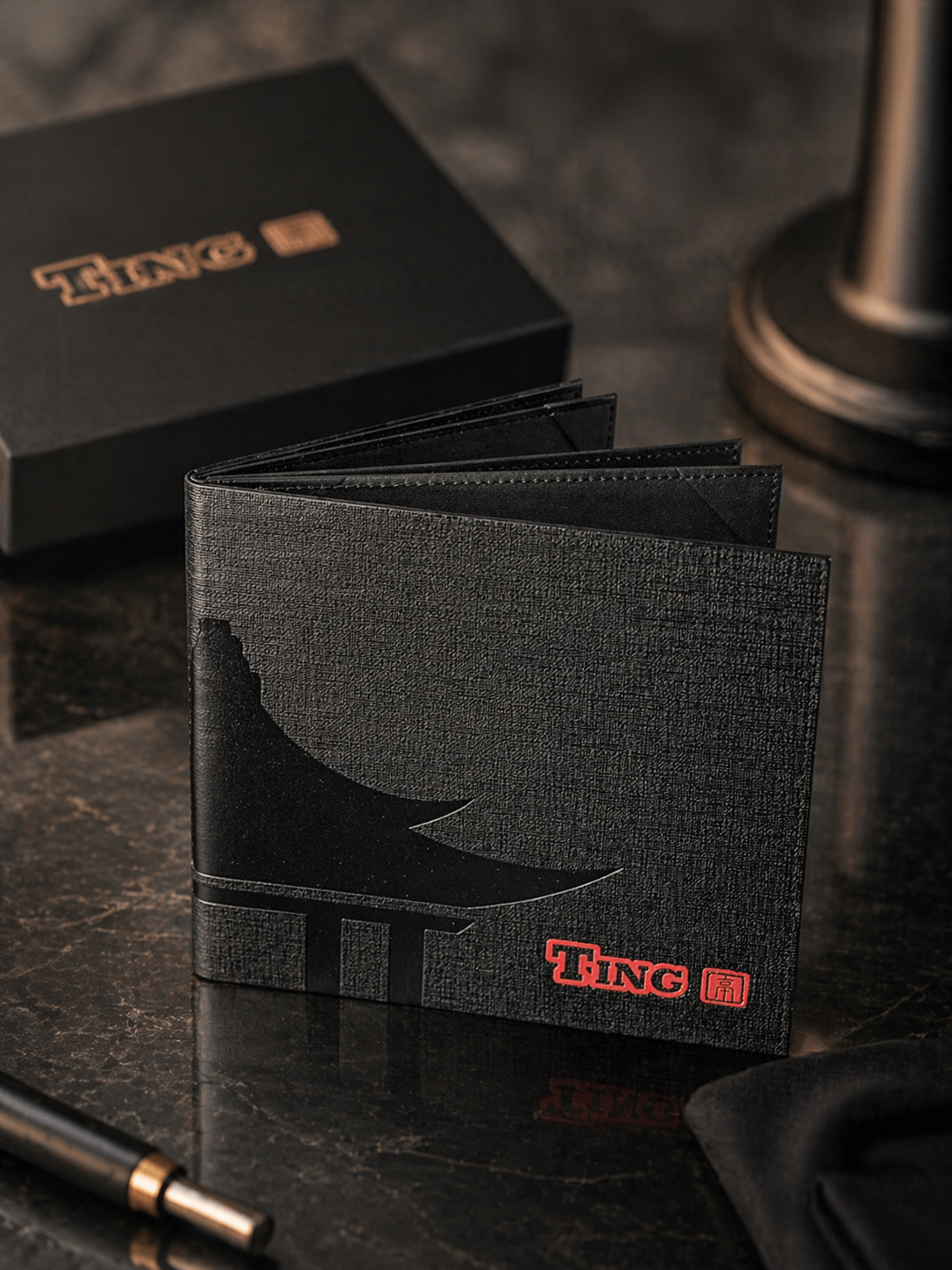 TING branded wallet and presentation packaging