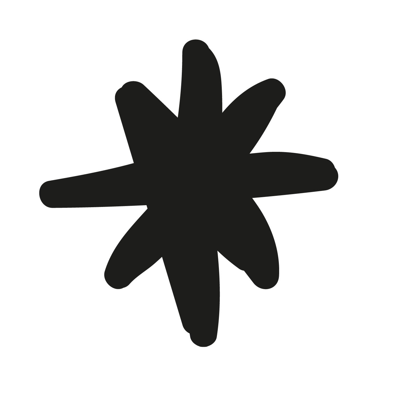 Forma de estrella negra con cinco picos en un fondo transparente.